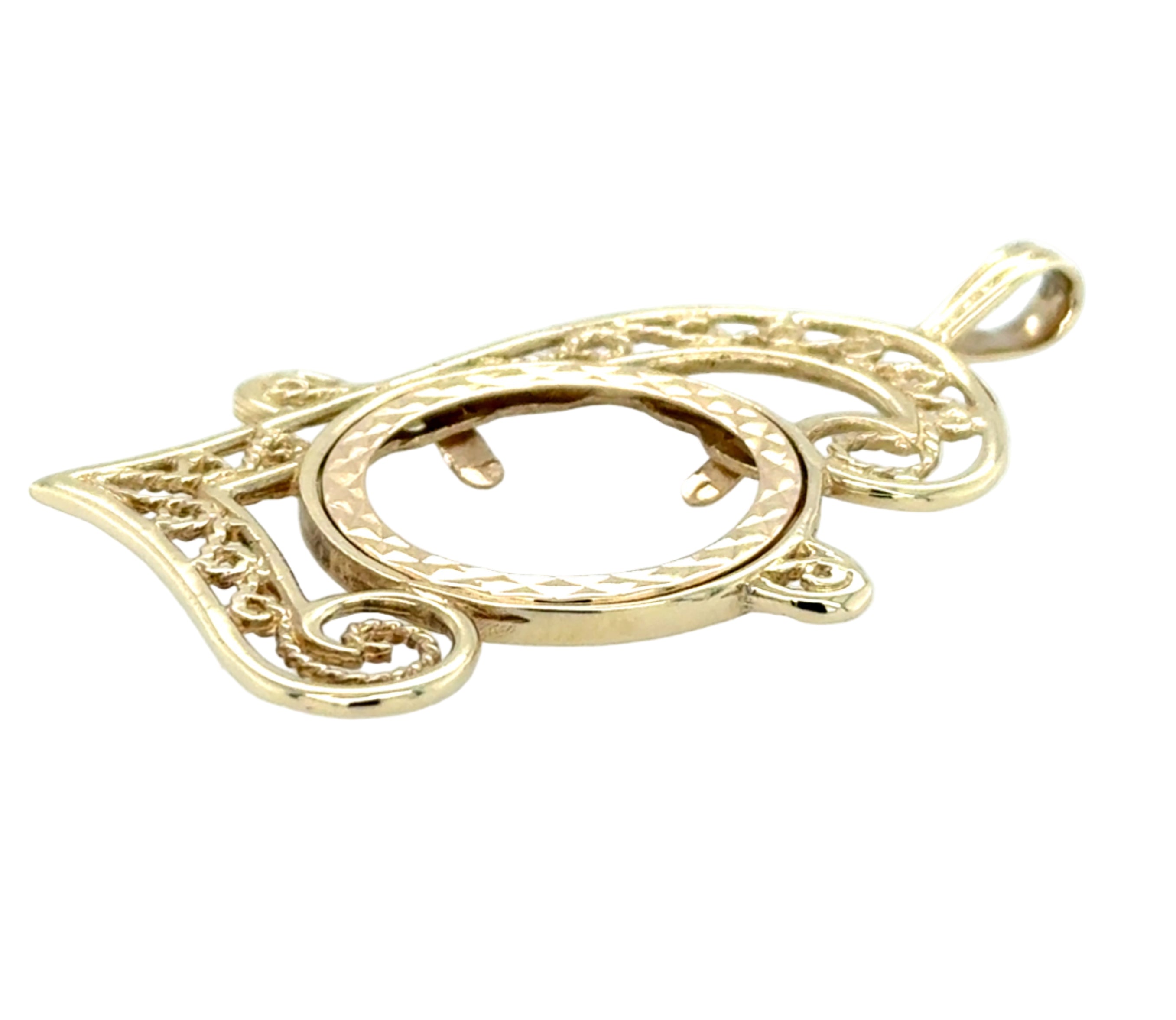 9ct Yellow Gold Half Sovereign Pound Sign Pendant Mount