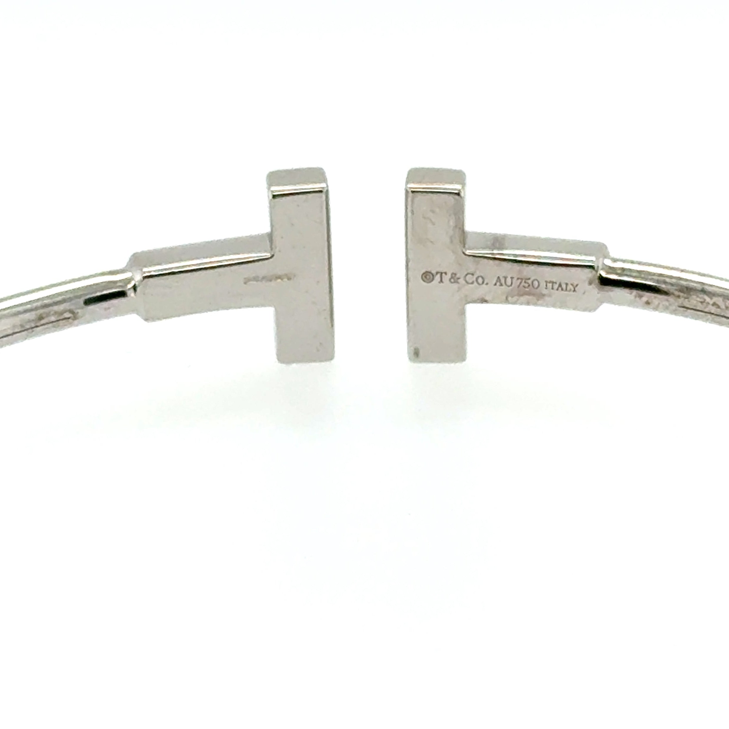 Tiffany & Co. White Gold Tiffany T Diamond Wire Bracelet Size Large 0.24ct 33450788