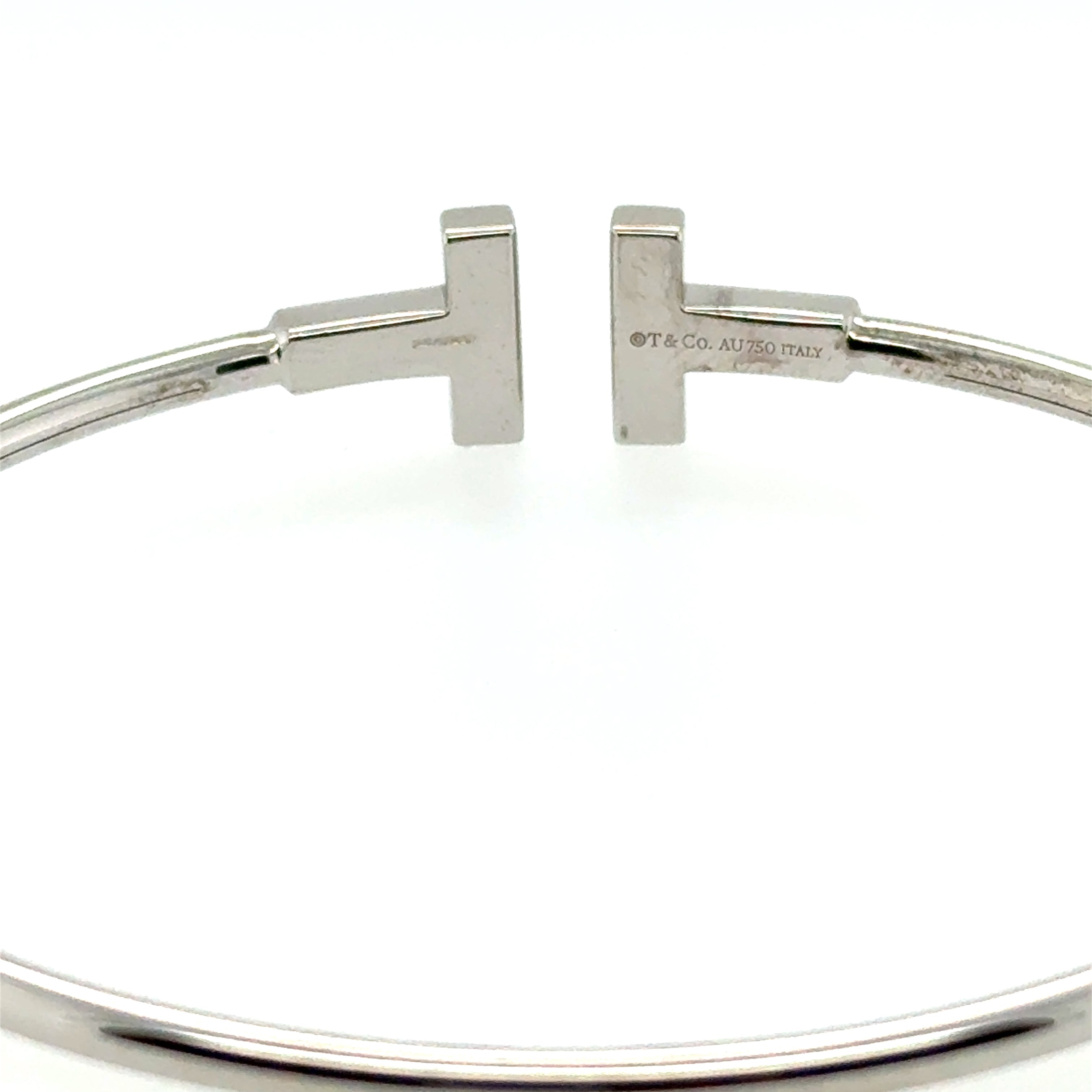 Tiffany & Co. White Gold Tiffany T Diamond Wire Bracelet Size Large 0.24ct 33450788
