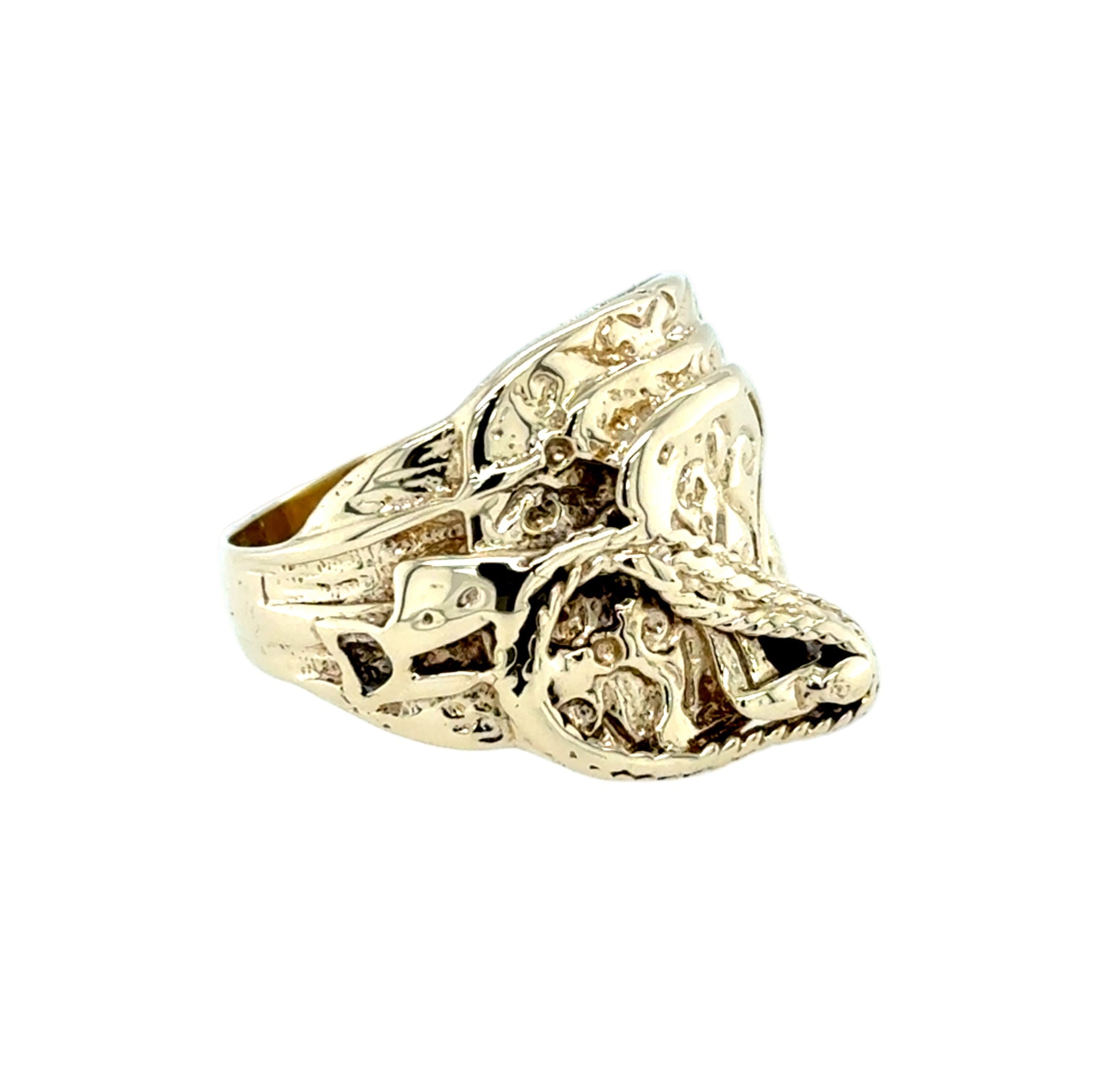 9ct Yellow Gold Horse Saddle Ring Size Q - 10.20g