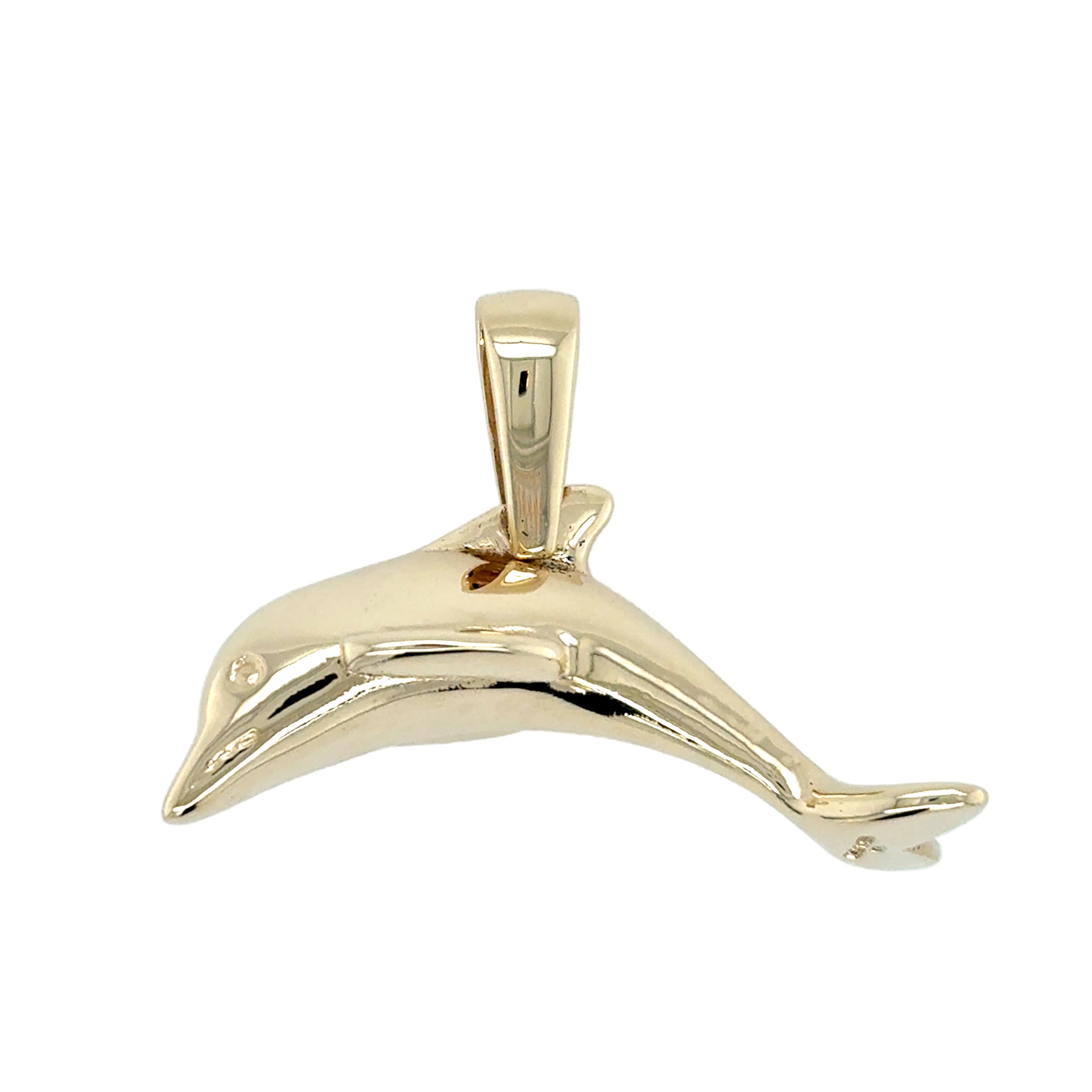 9ct Yellow Gold Solid Heavyweight Dolphin Pendant - 21.35g
