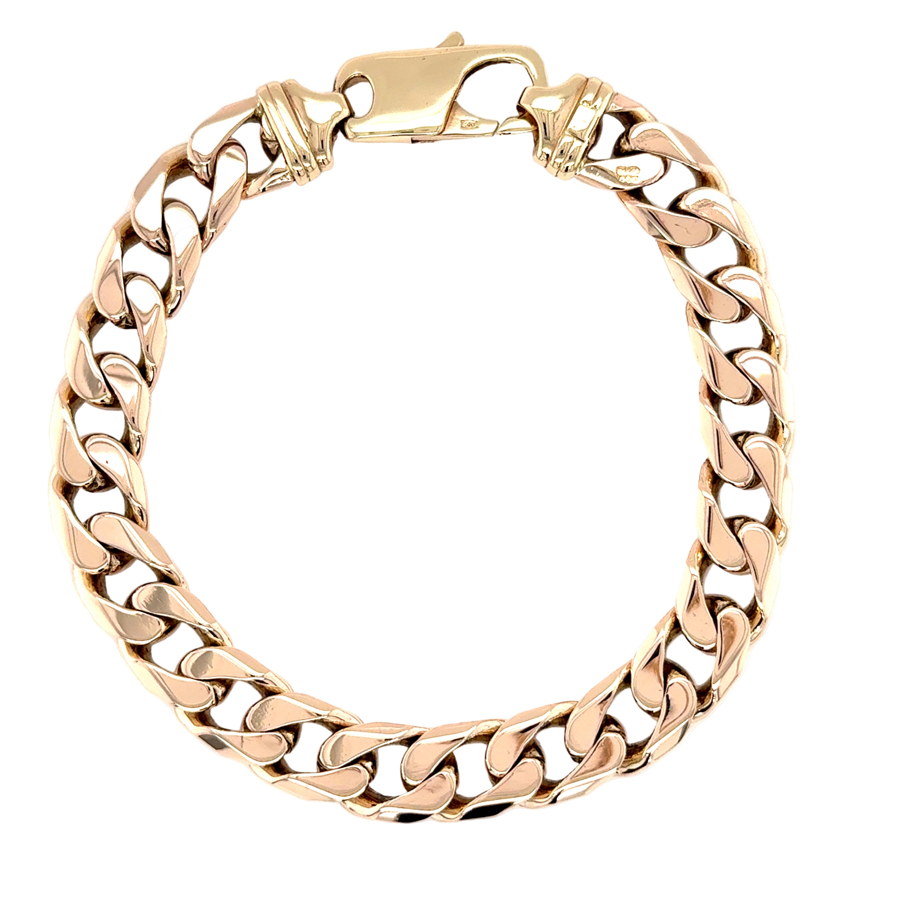 9ct Yellow Gold 9 Inch Chunky Curb Link Bracelet - 54.51g