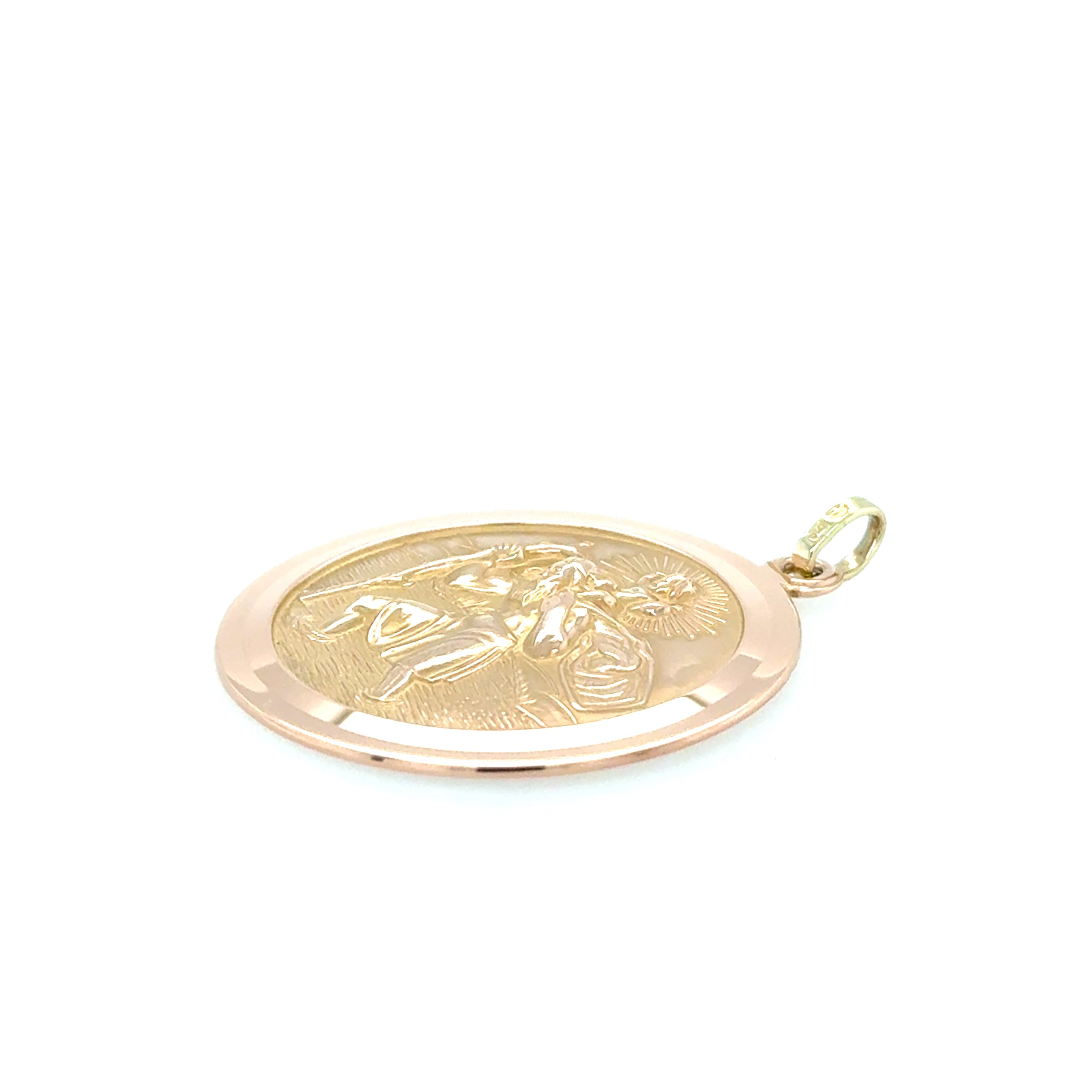 9ct Gold Vintage Round St Christopher Pendant London 1978
