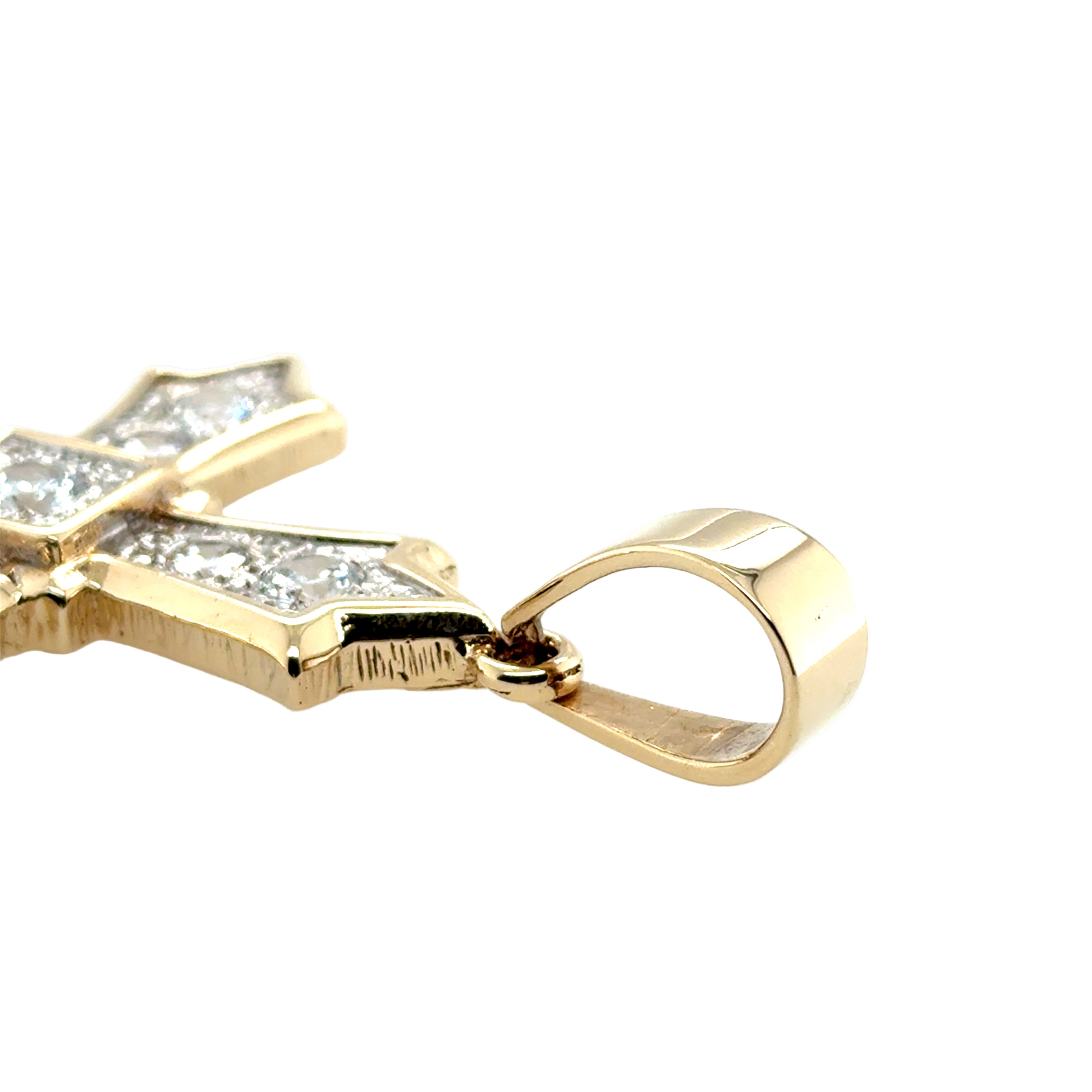 9ct Yellow Gold Stone Set CZ Gothic Style Large Cross Pendant - 42.85g