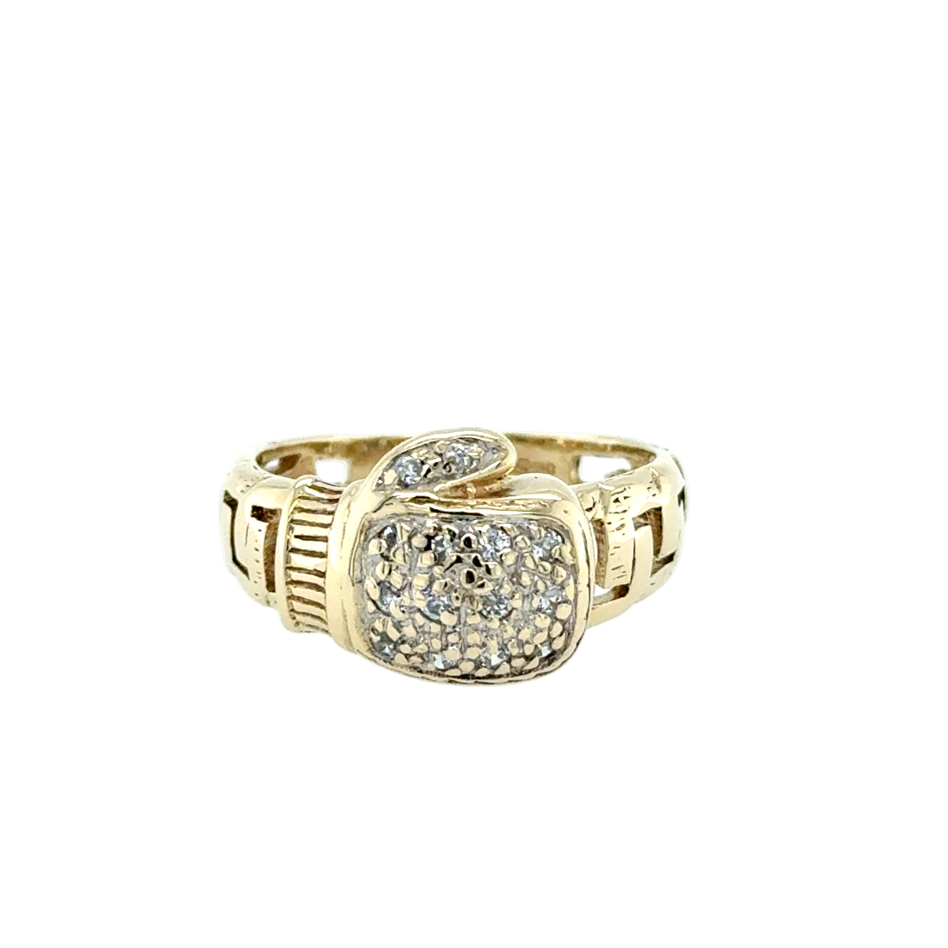 9ct Yellow Gold Cubic Zirconia Boxing Glove Ring Size W SOLD