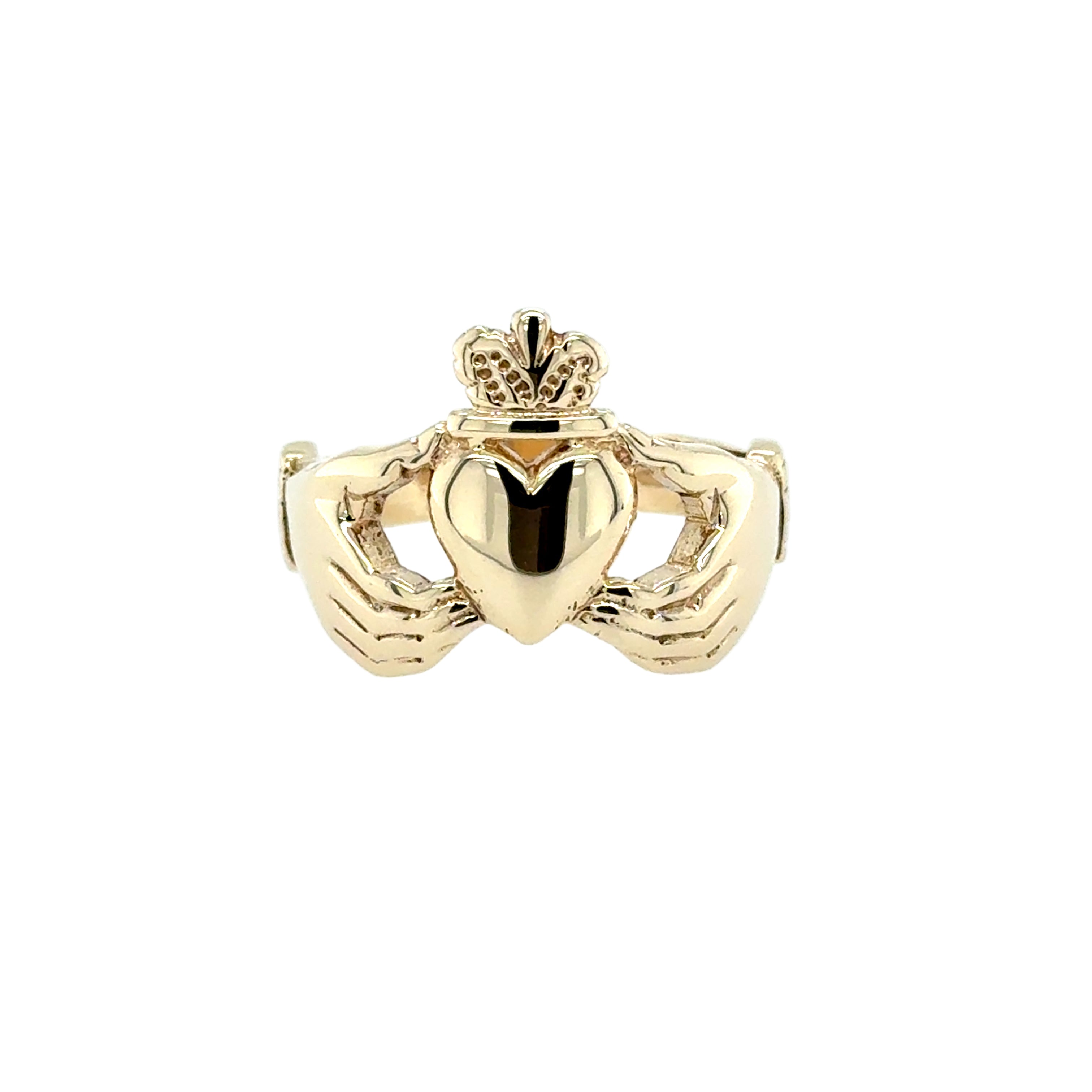 9ct Yellow Gold Irish Claddagh Ring Size T 1/2 - 6.52g