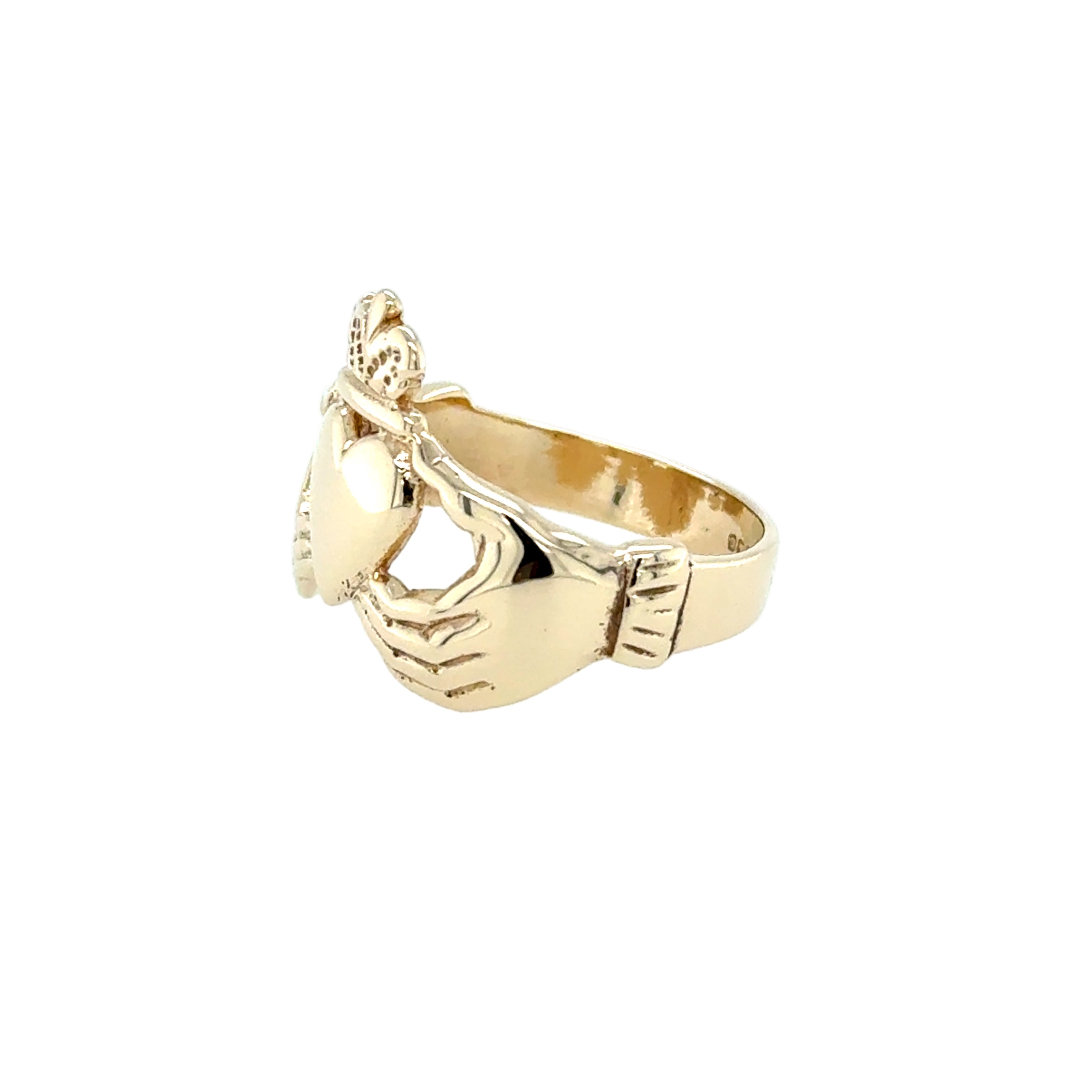 9ct Yellow Gold Irish Claddagh Ring Size T 1/2 - 6.52g