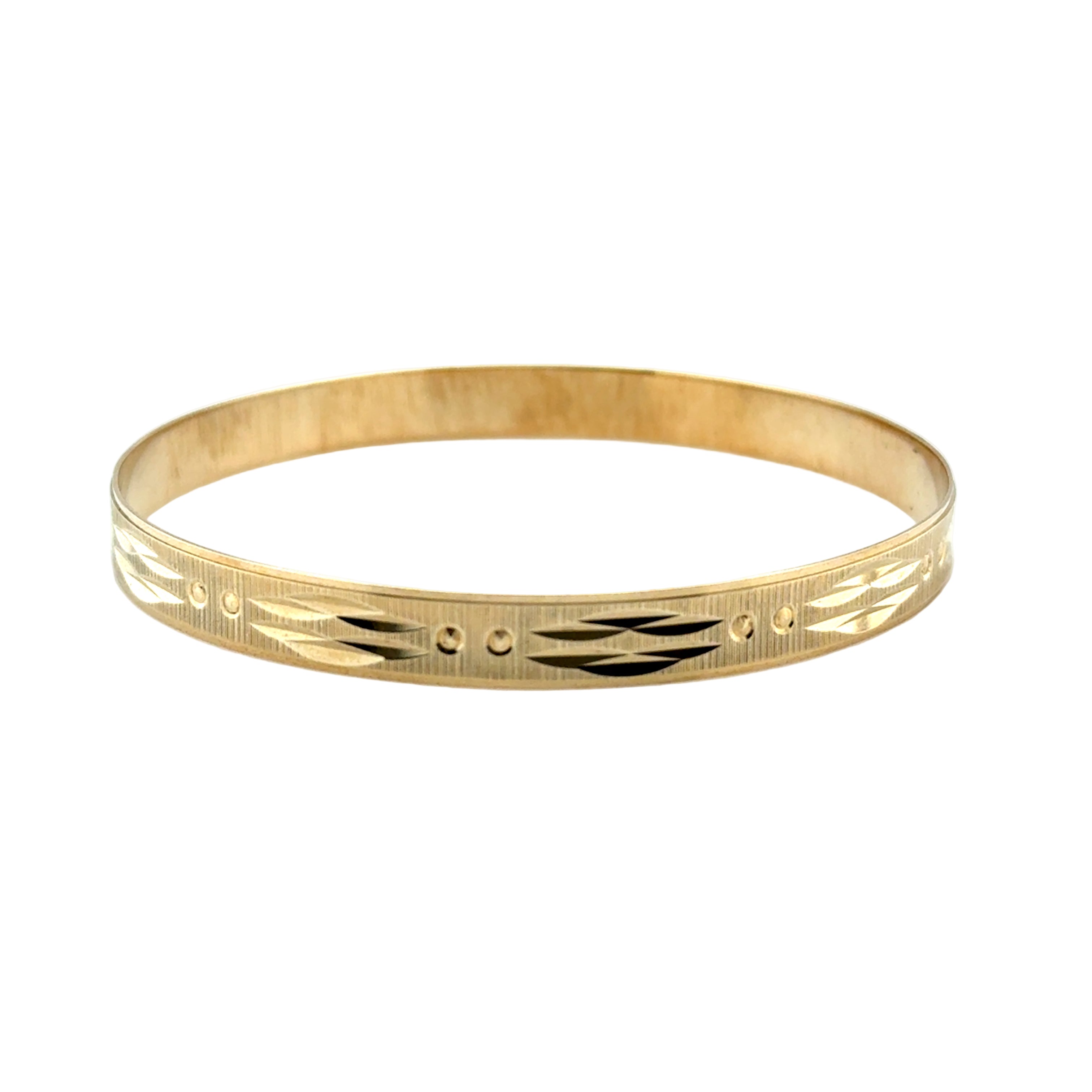 9ct Yellow Gold Patterned 7mm Solid Slave Bangle 9.77g