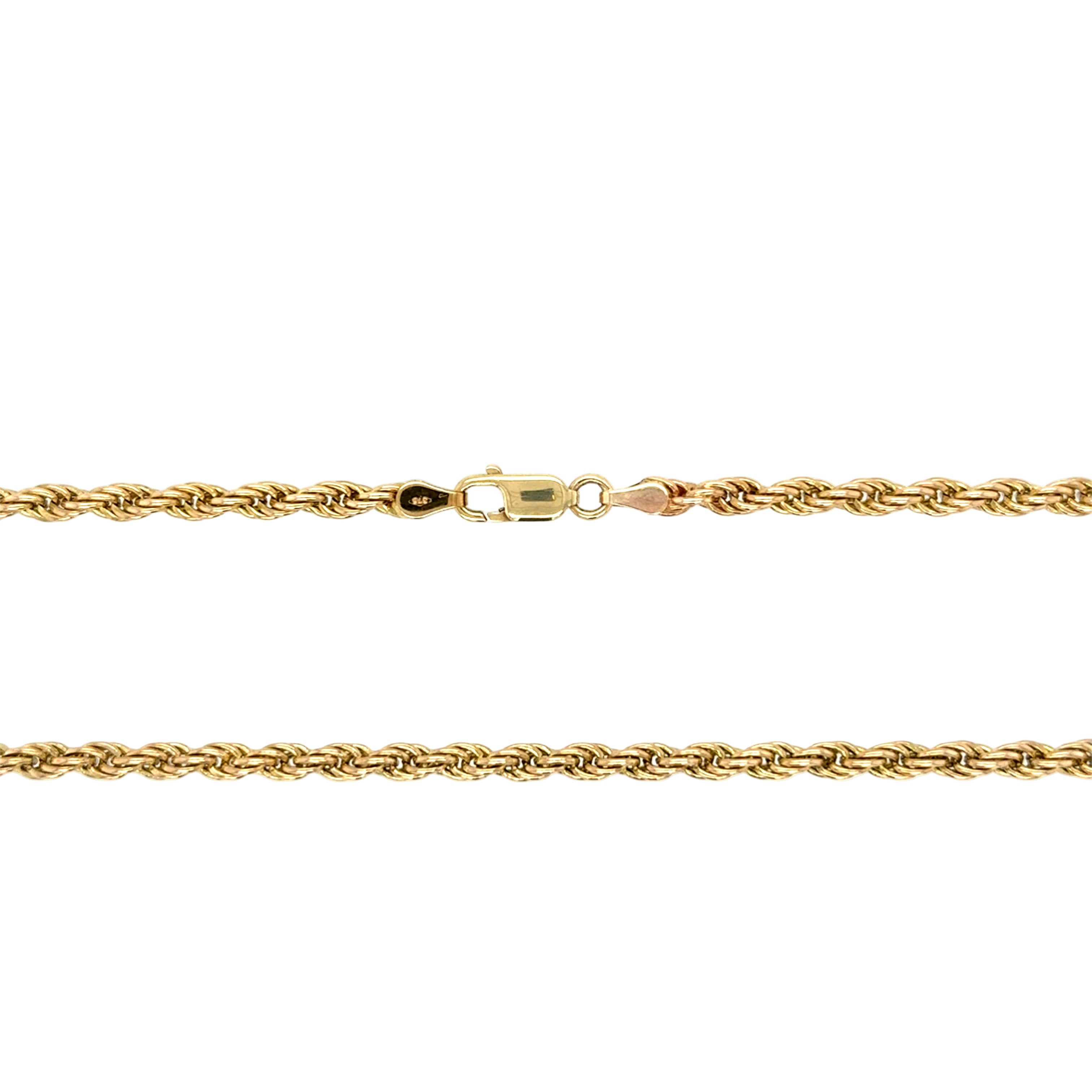 9ct Yellow Gold 23 Inch Solid Rope Chain Necklace - 21.78g