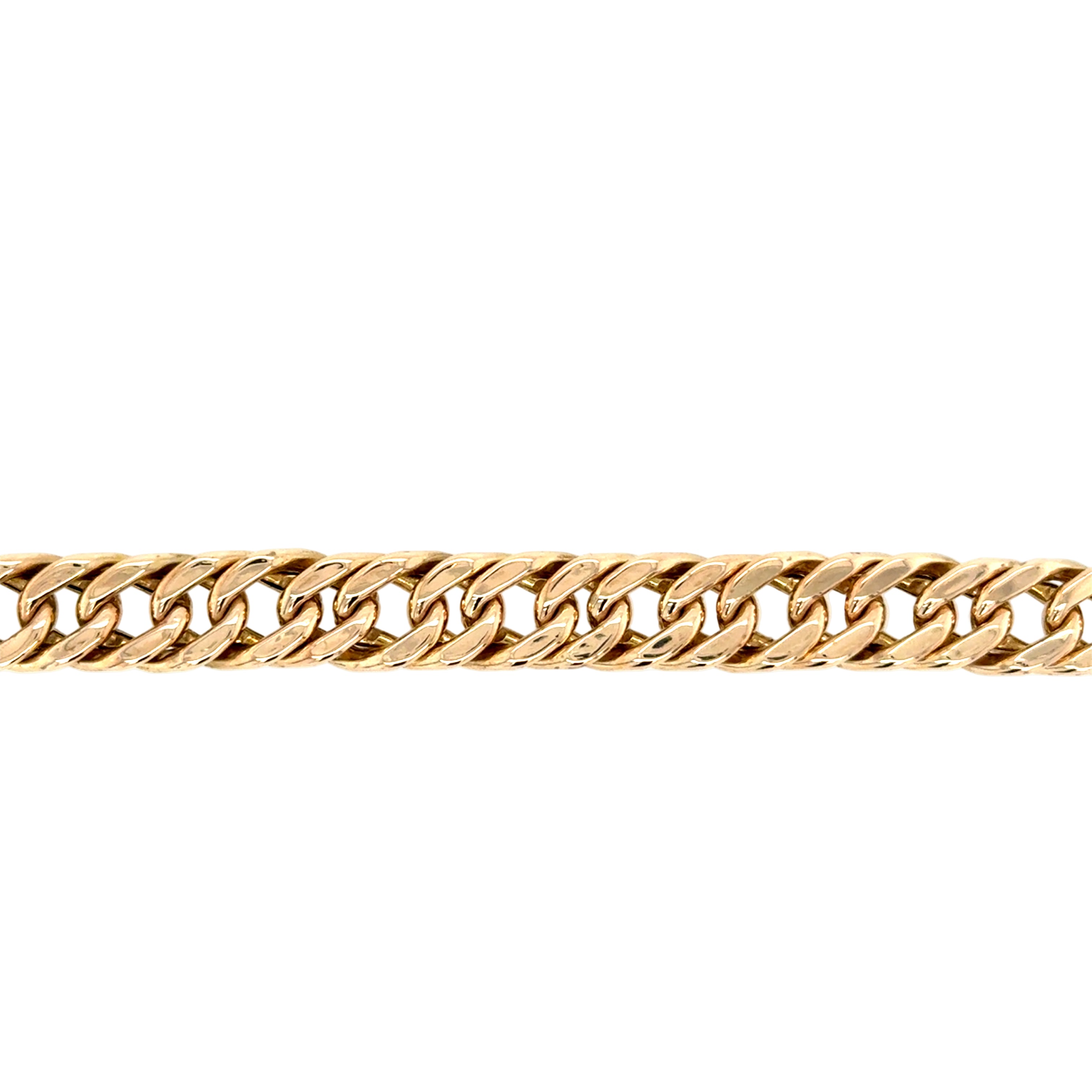 9ct Yellow Gold 8 Inch Hollow Double Curb Link Bracelet - 10.80g