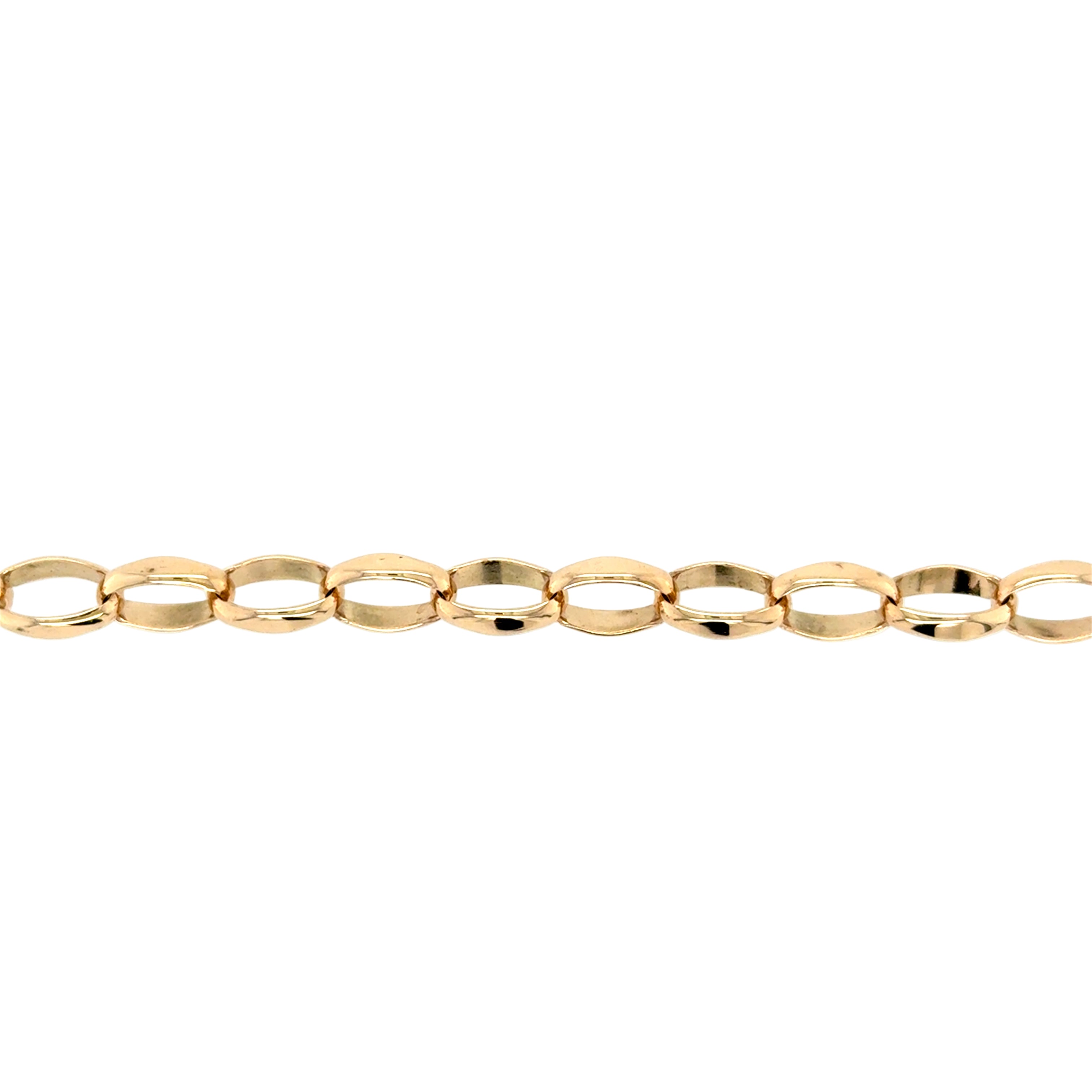 9ct Yellow Gold 8.5 Inch Oval Belcher Link Bracelet - 12.08g