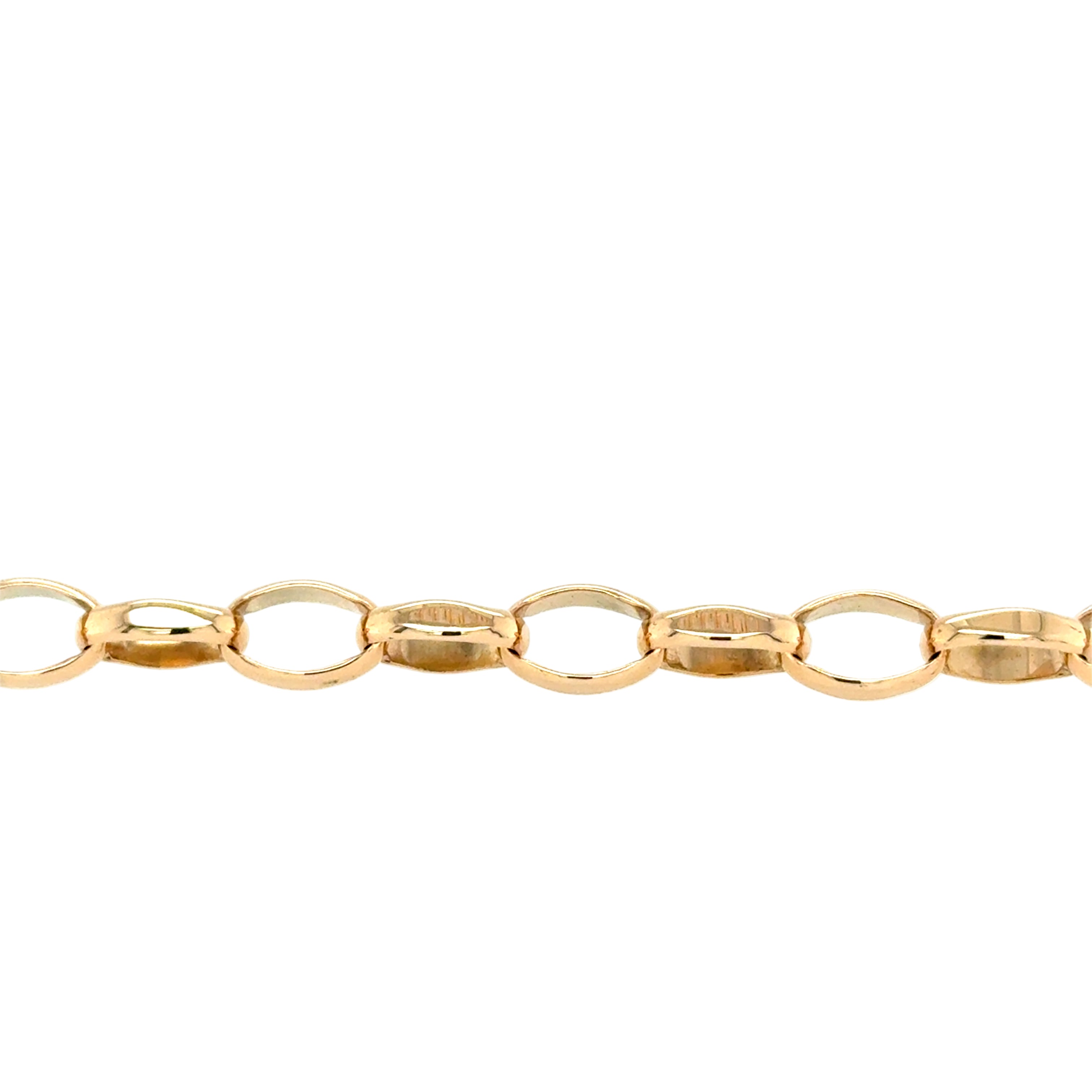 9ct Yellow Gold 8.5 Inch Oval Belcher Link Bracelet - 12.08g