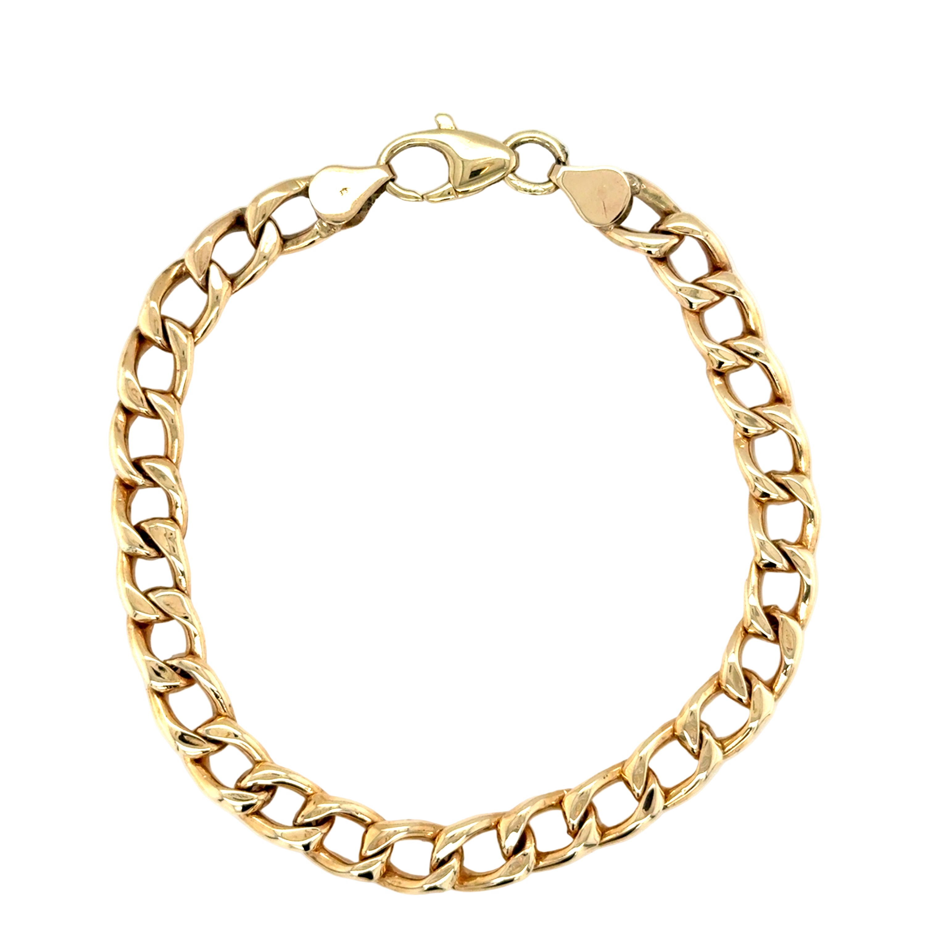 9ct Yellow Gold 8.25 Inch Hollow Curb Link Bracelet - 12.20g