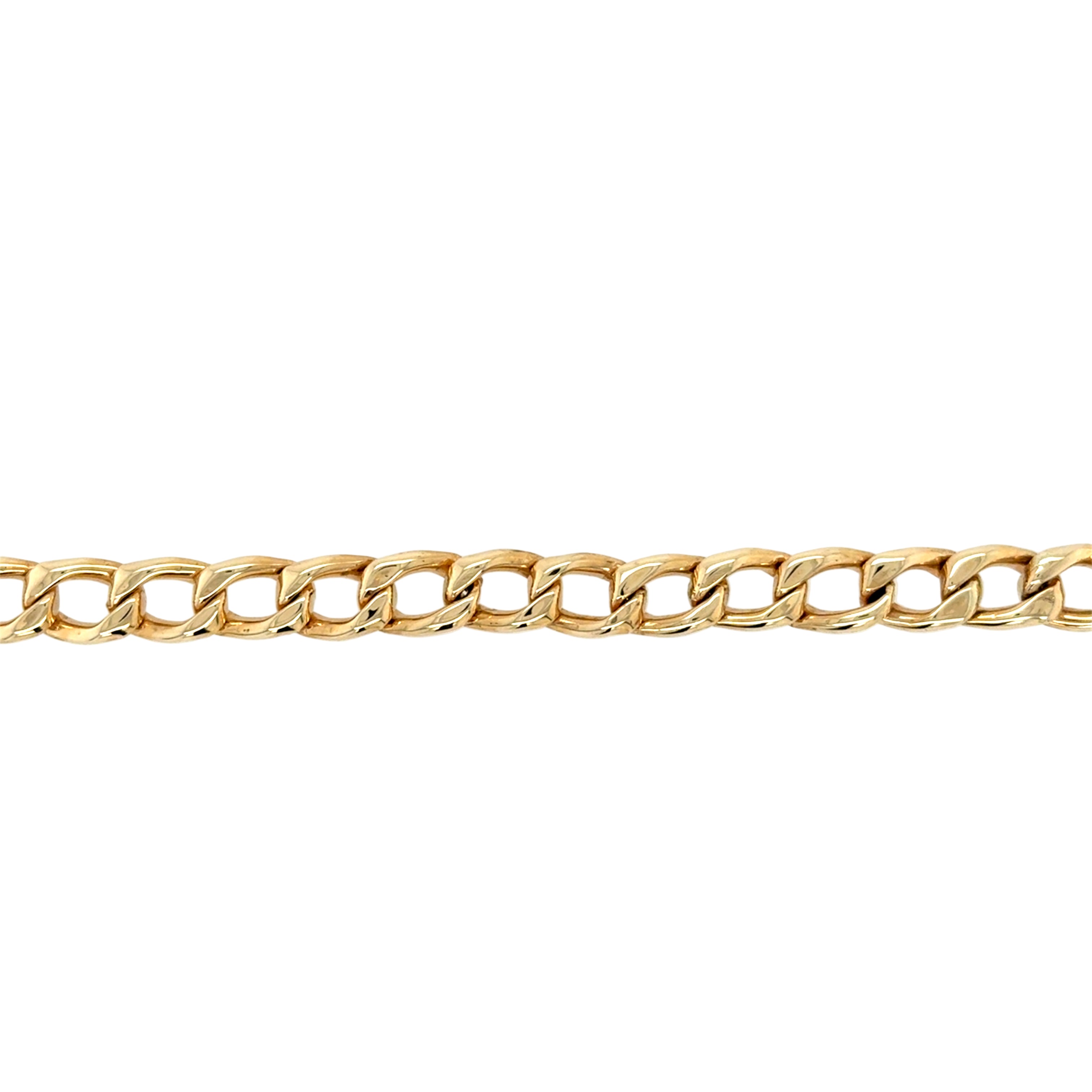9ct Yellow Gold 8.25 Inch Hollow Curb Link Bracelet - 12.20g
