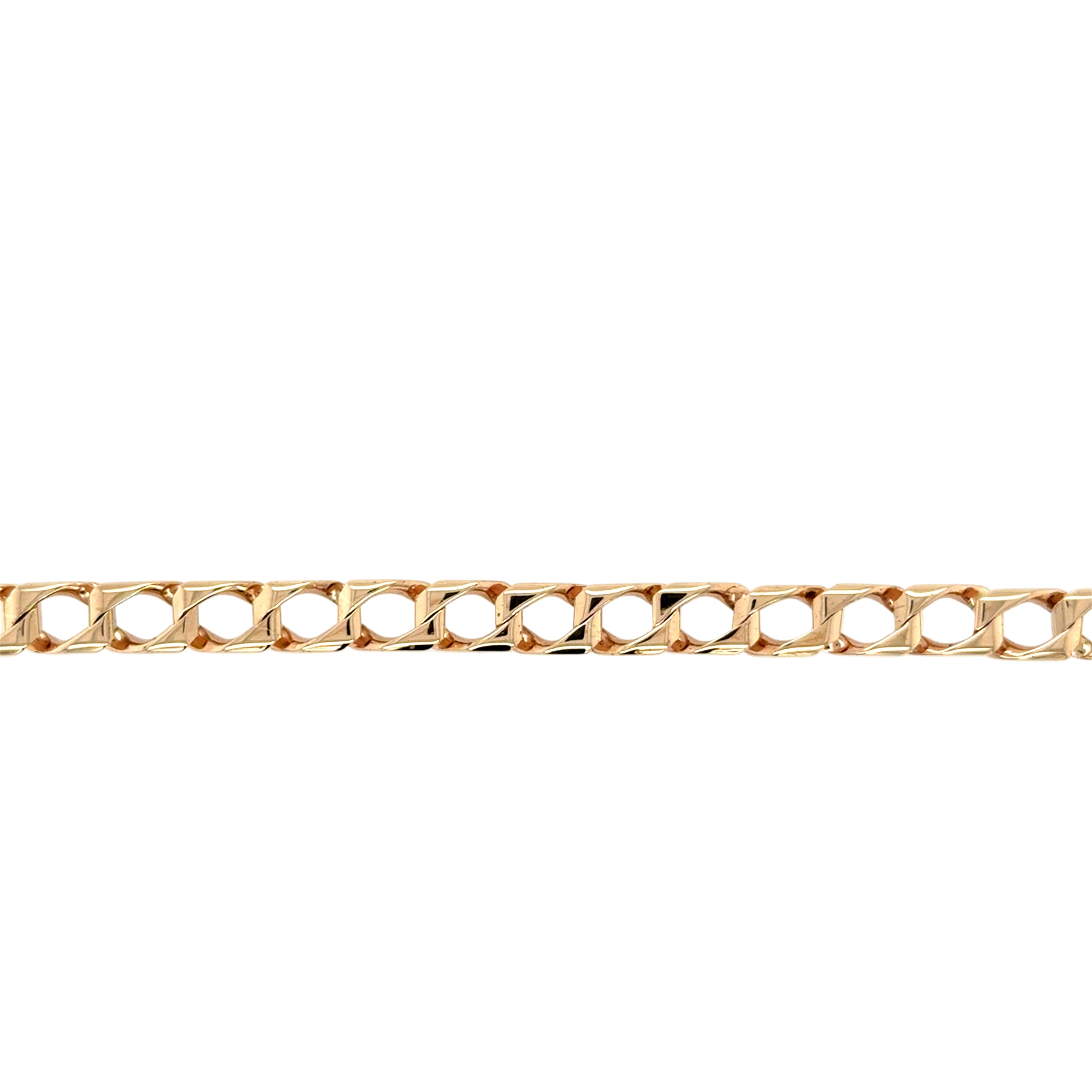 9ct Yellow Gold 8.5 Inch Square Curb Link Bracelet - 12.80g