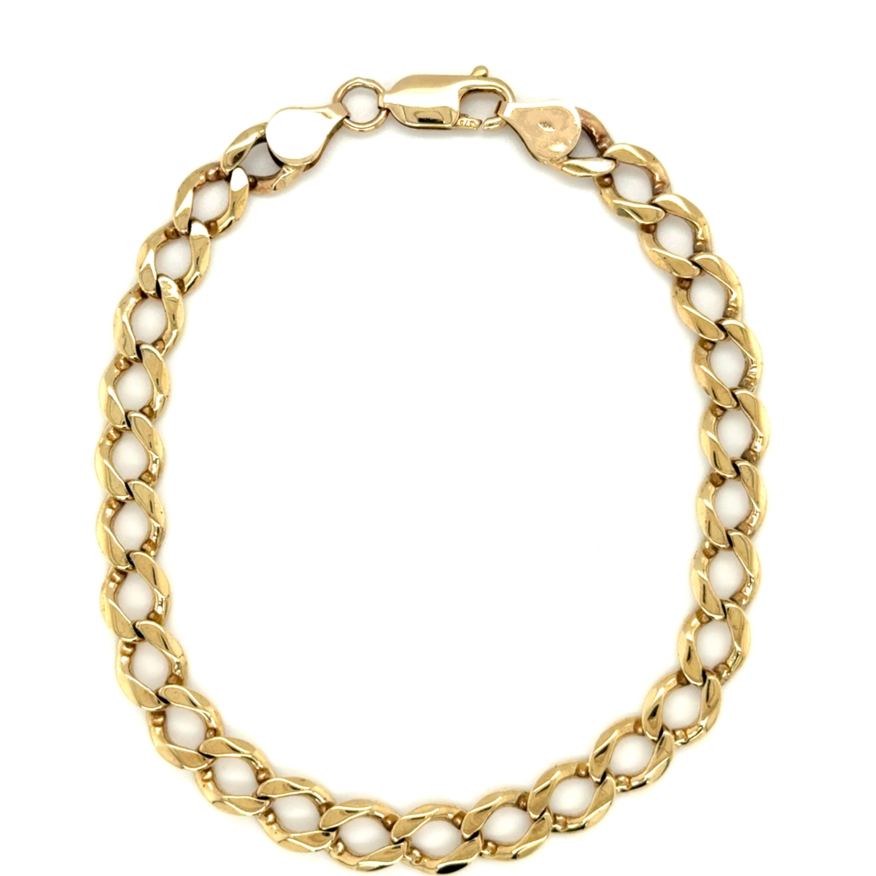 9ct Yellow Gold 8.5 Inch Curb Link Bracelet - 12.14g