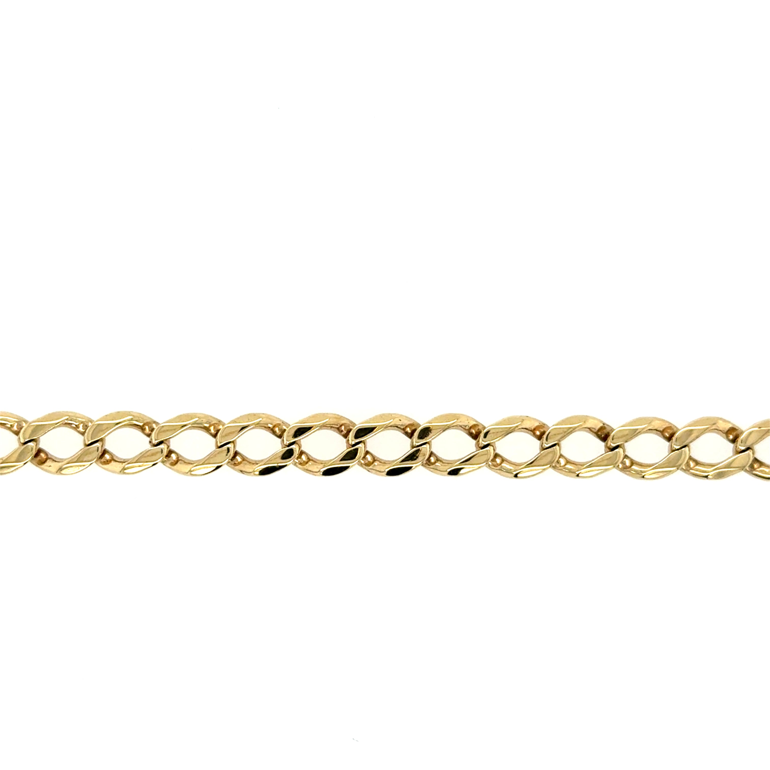 9ct Yellow Gold 8.5 Inch Curb Link Bracelet - 12.14g