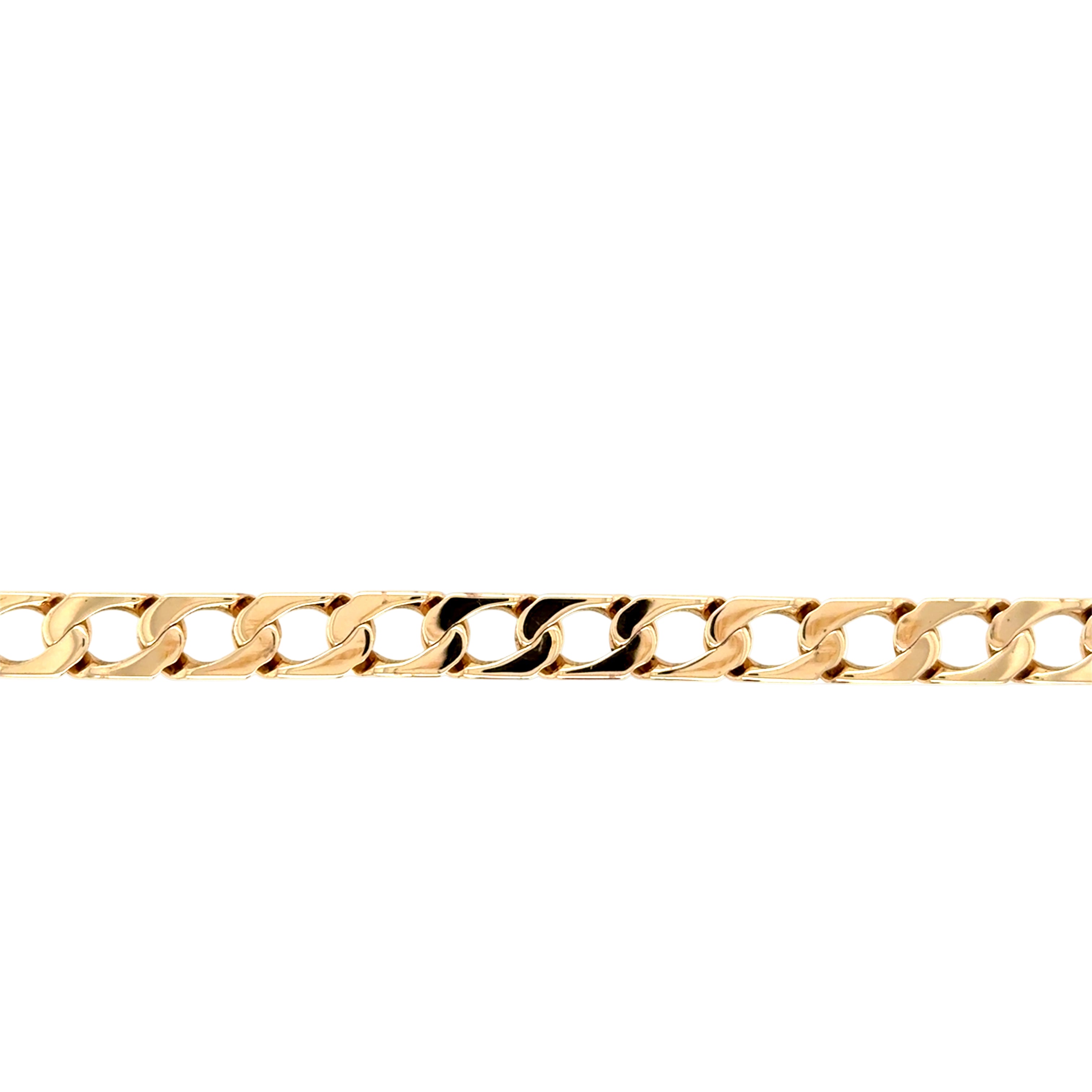 9ct Yellow Gold 9 Inch Square Curb Link Bracelet - 11.40g