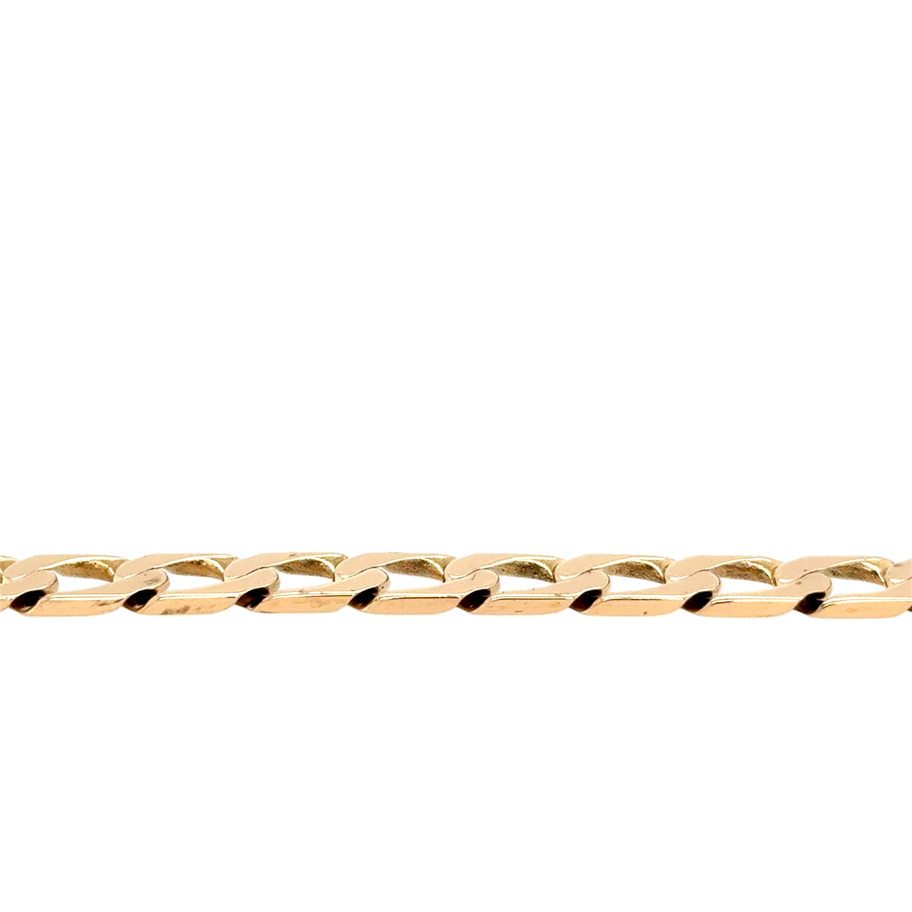 9ct Yellow Gold 9 Inch Flat Edge Curb Link Bracelet - 14.70g