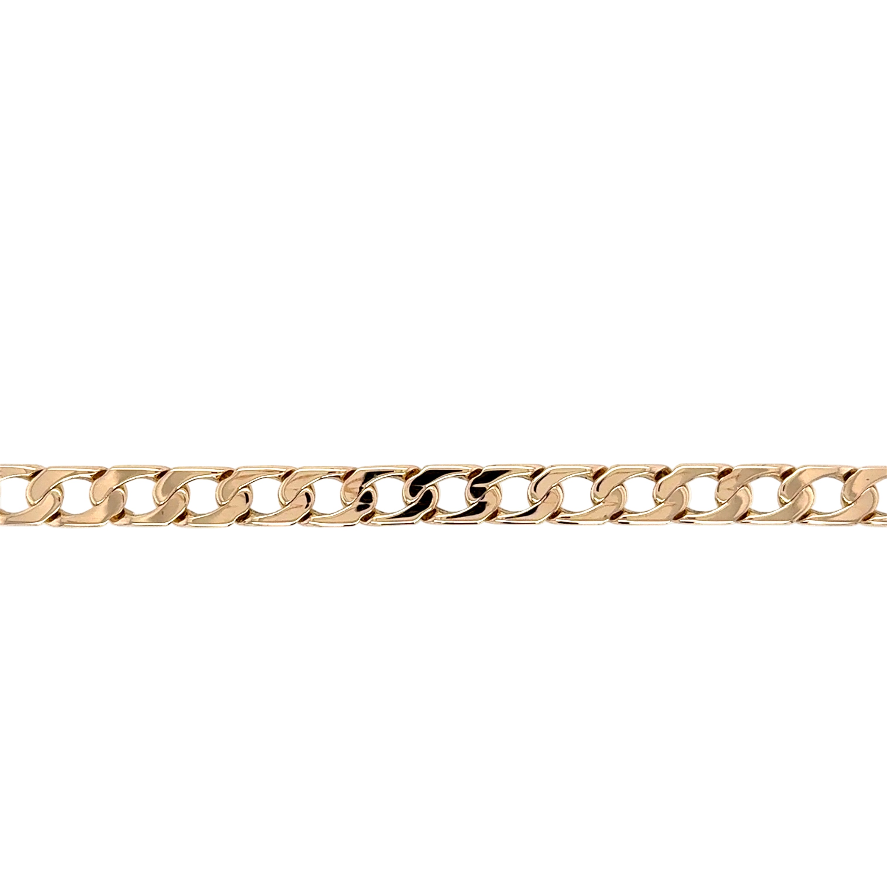 9ct Yellow Gold 8.5 Inch Flat Edge Curb Link Bracelet - 14.50g