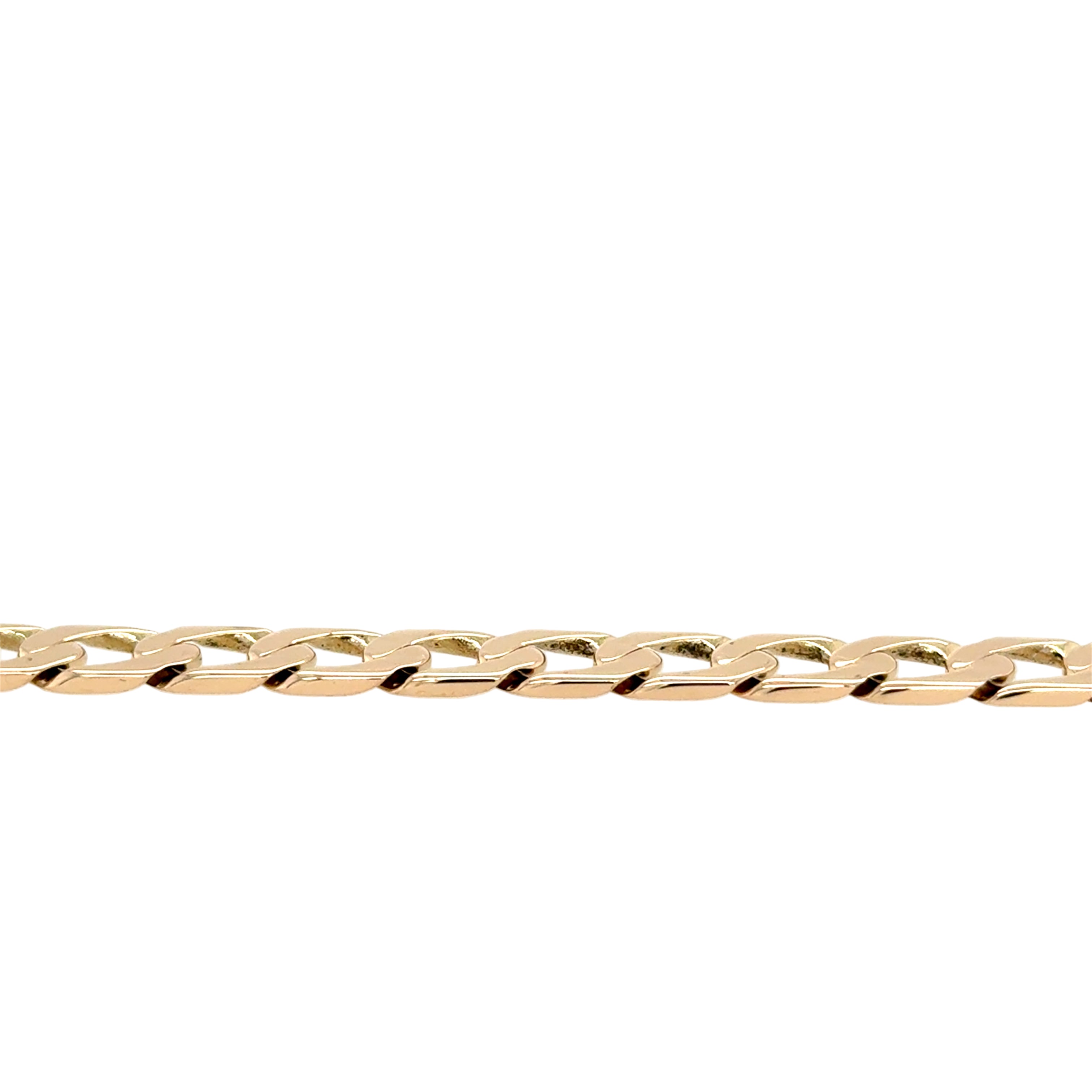 9ct Yellow Gold 8.5 Inch Flat Edge Curb Link Bracelet - 14.50g