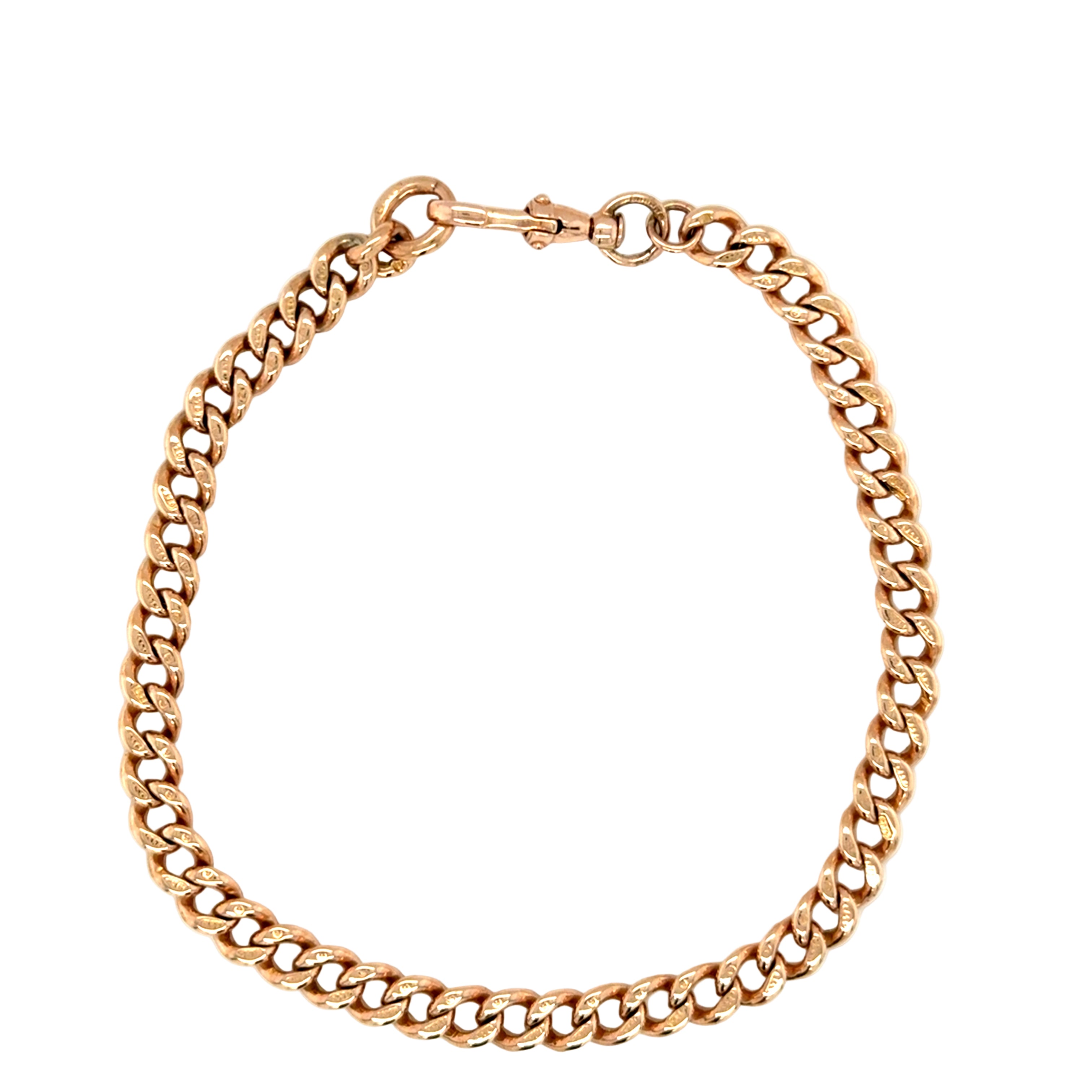 9ct Rose Gold 8.5 Inch Antique Albert Link Bracelet - 14.25g