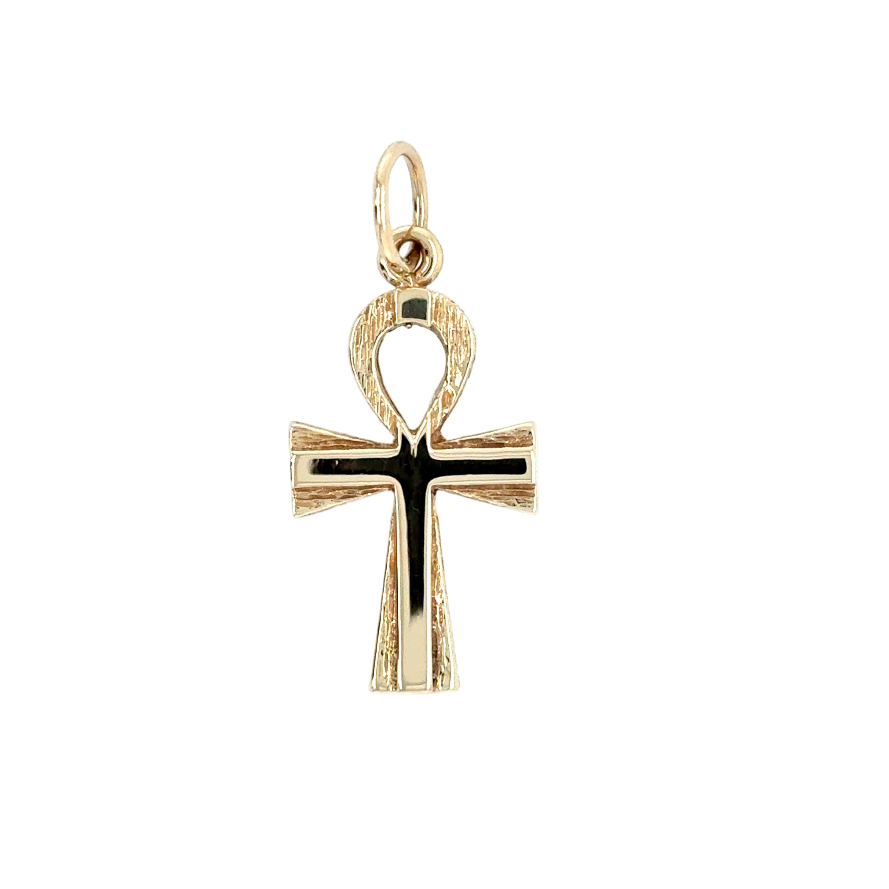 9ct Yellow Gold Solid Ankh Cross Pendant - 4.11g