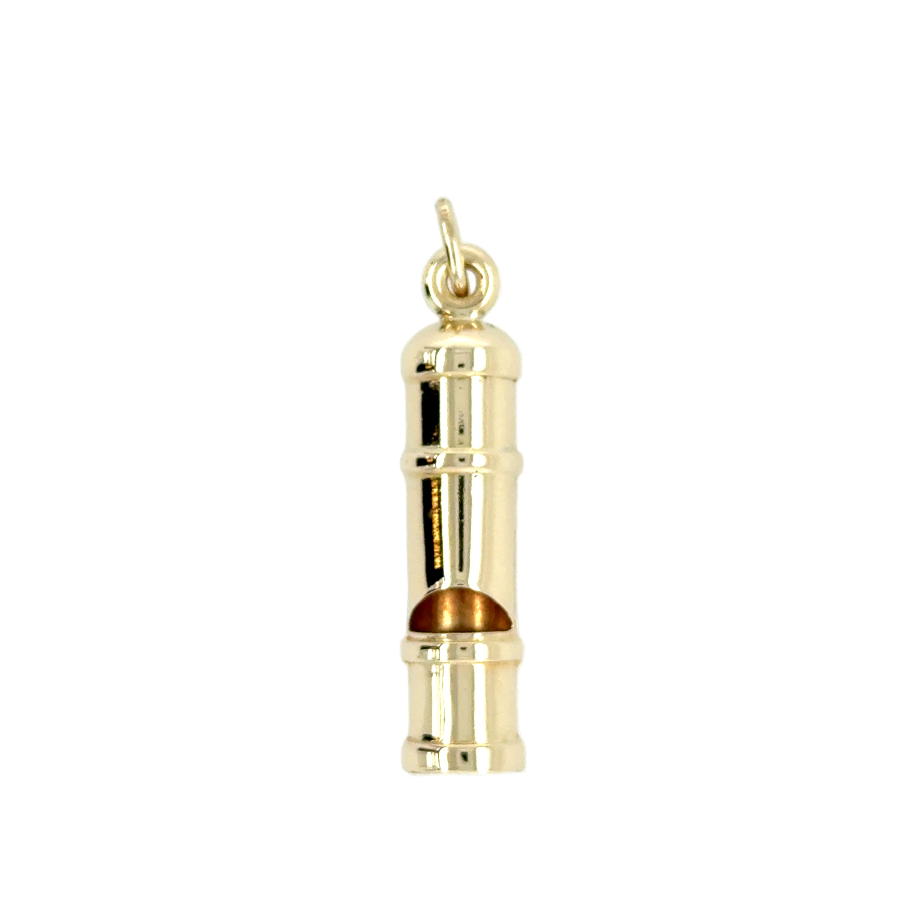 9ct Yellow Gold Train Guard's Whistle Pendant Charm