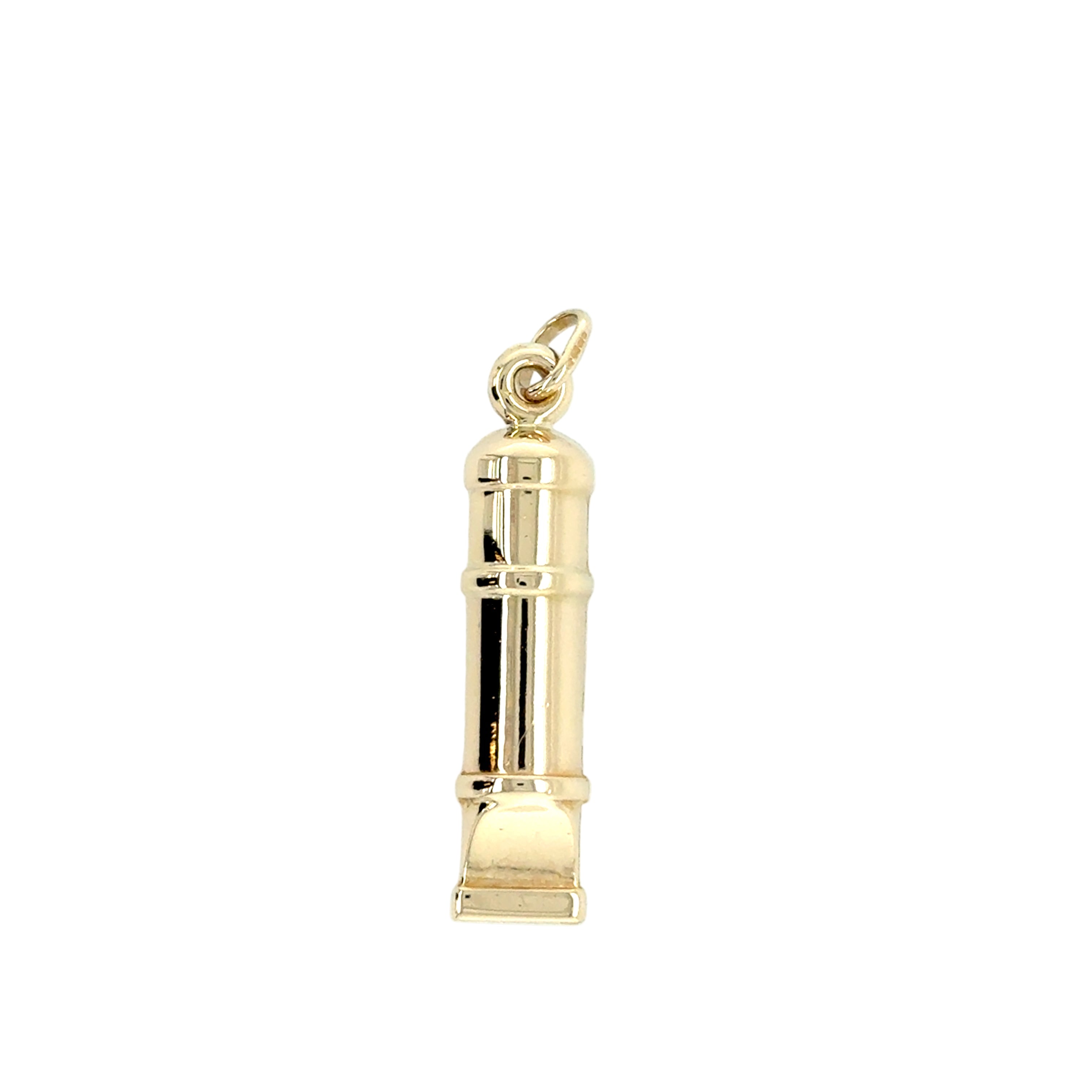 9ct Yellow Gold Train Guard's Whistle Pendant Charm