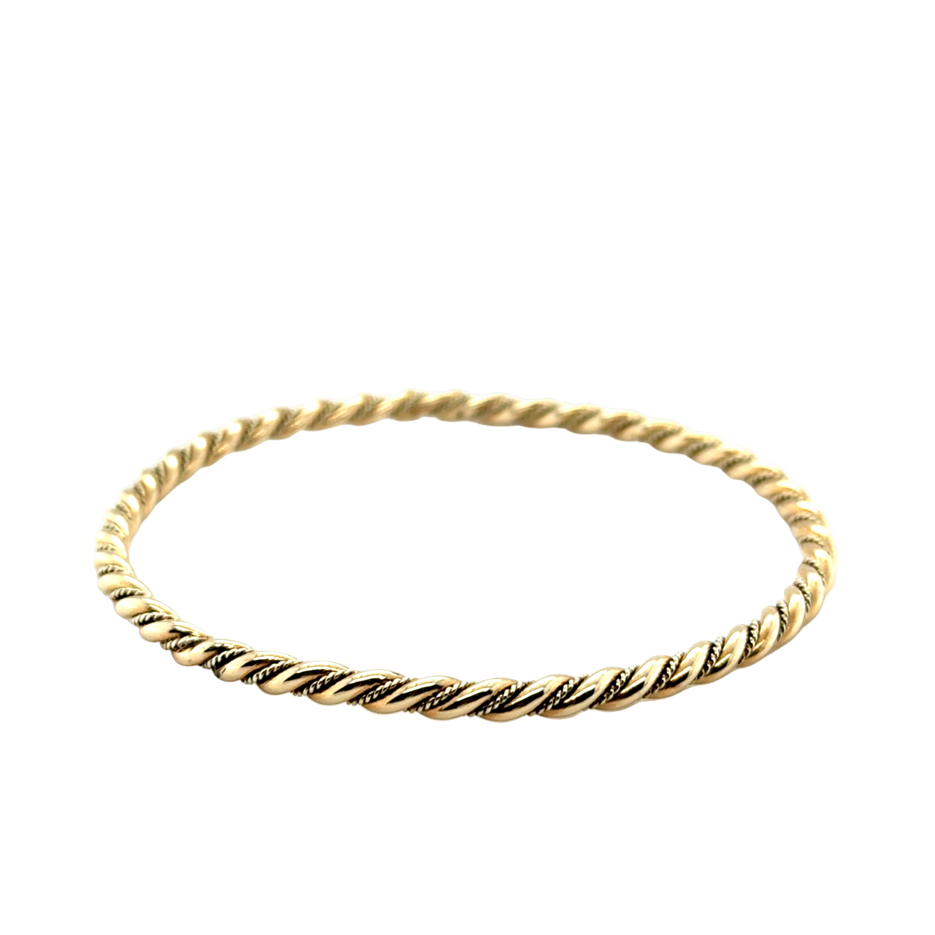 9ct Yellow Gold Solid Rope Slave Bangle - 20.21g