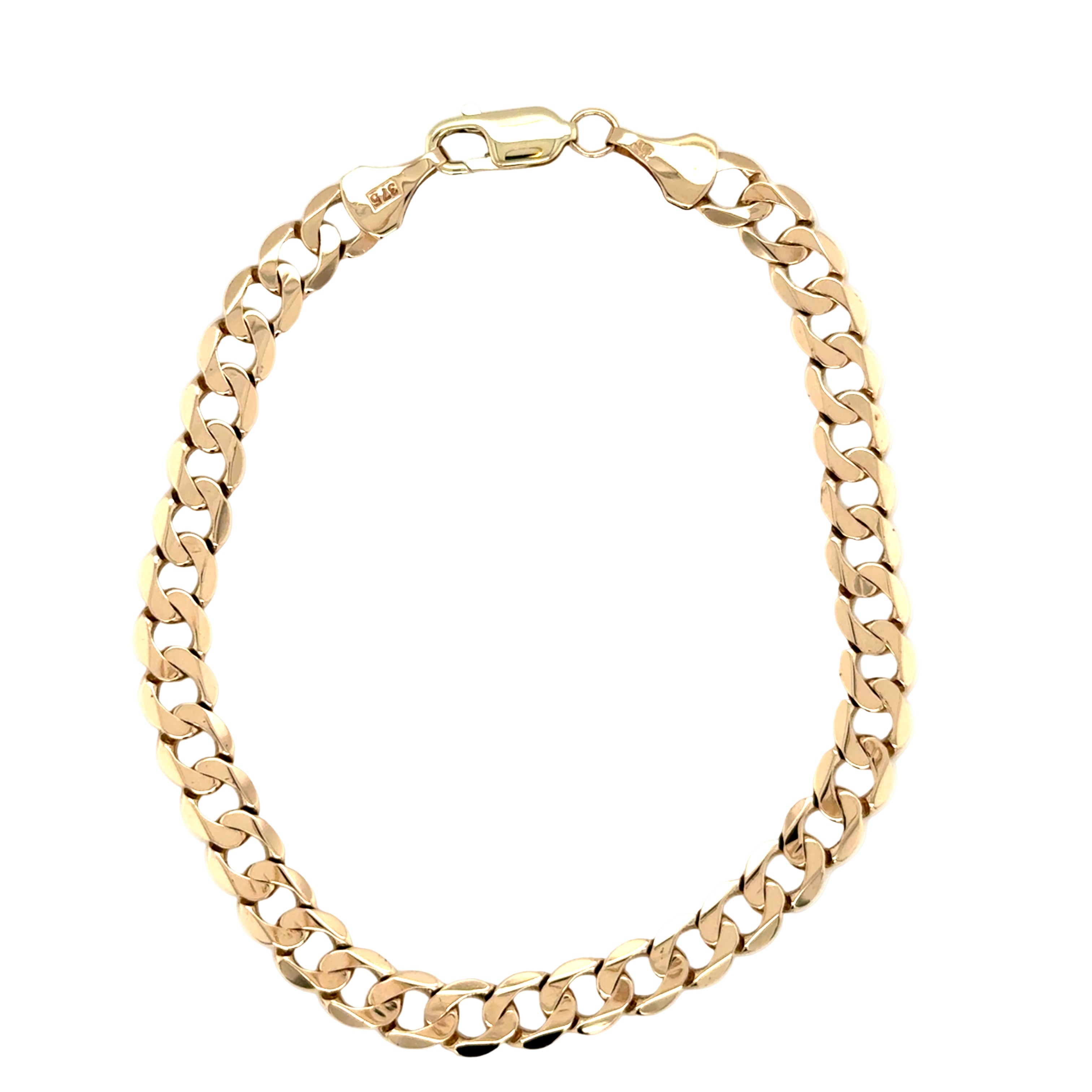 9ct Yellow Gold 7.5 Inch Curb Link Bracelet - 5.96g
