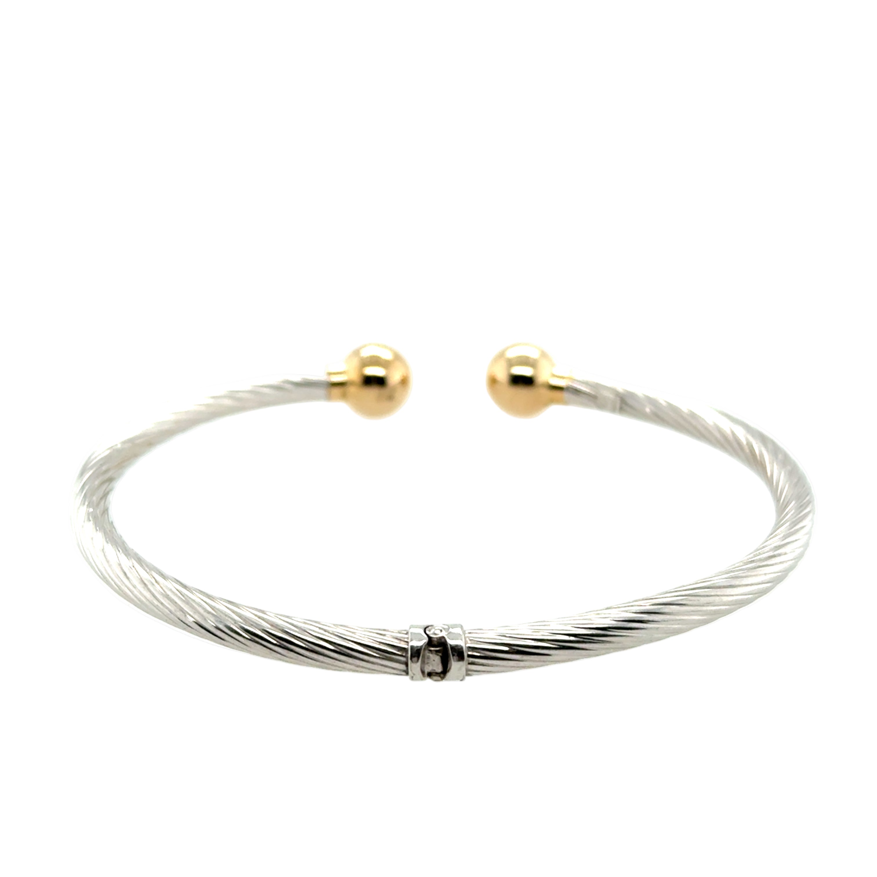 9ct White Gold Hollow Hinged Torque Bangle - 5.52g