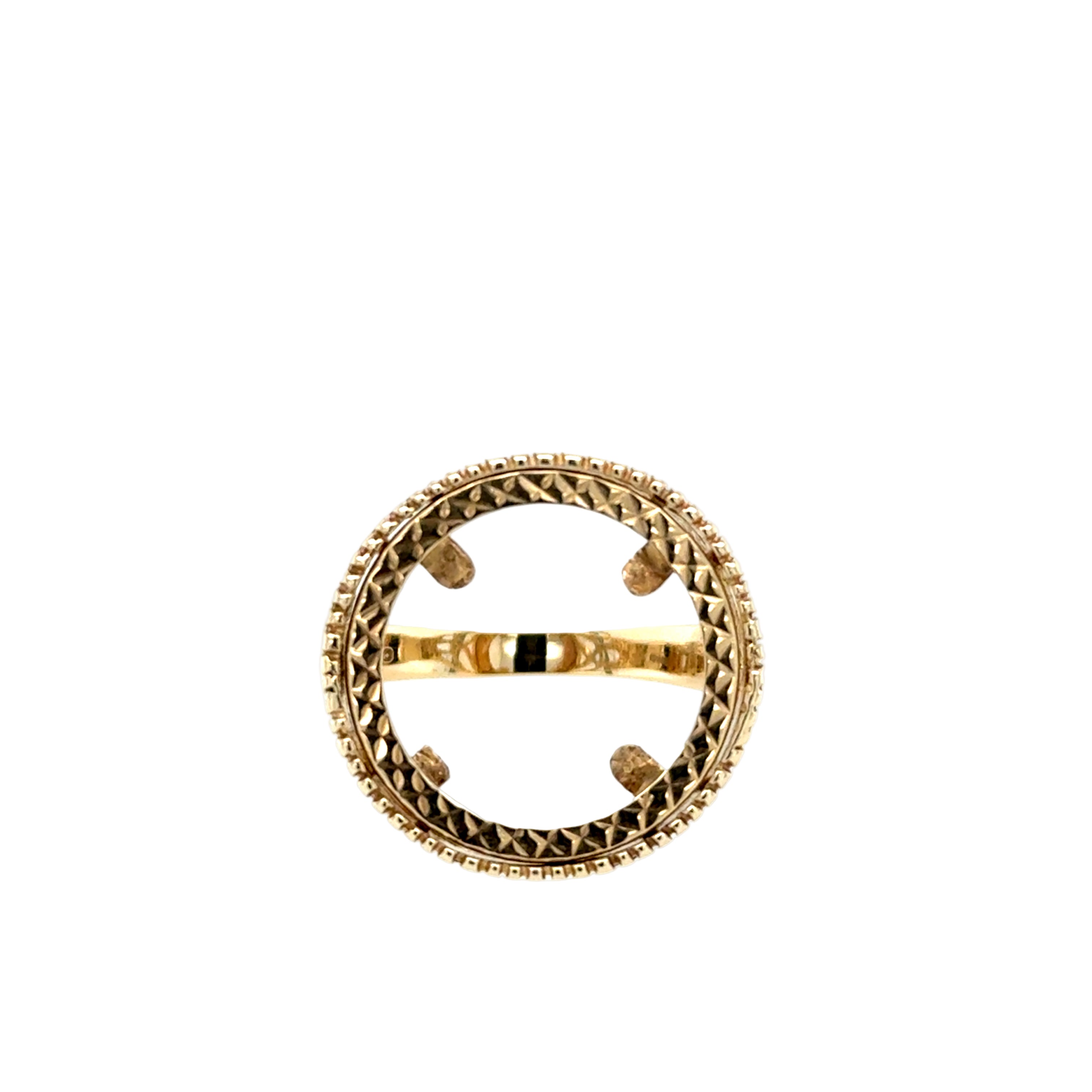 9ct Yellow Gold Celtic Half Sovereign Ring Mount Size X - 4.45g