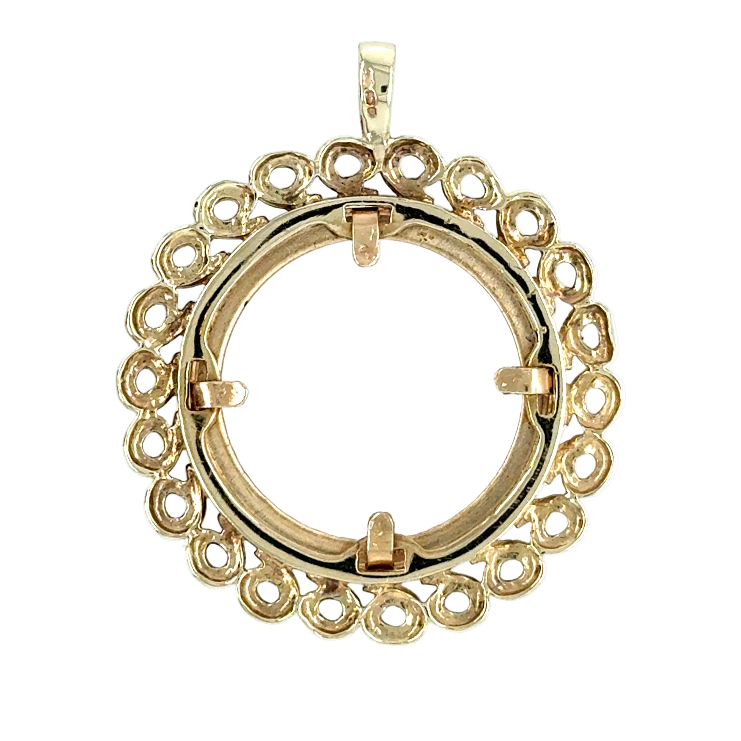 9ct Yellow Gold Full Sovereign Wreath Pendant Mount - 4.43g