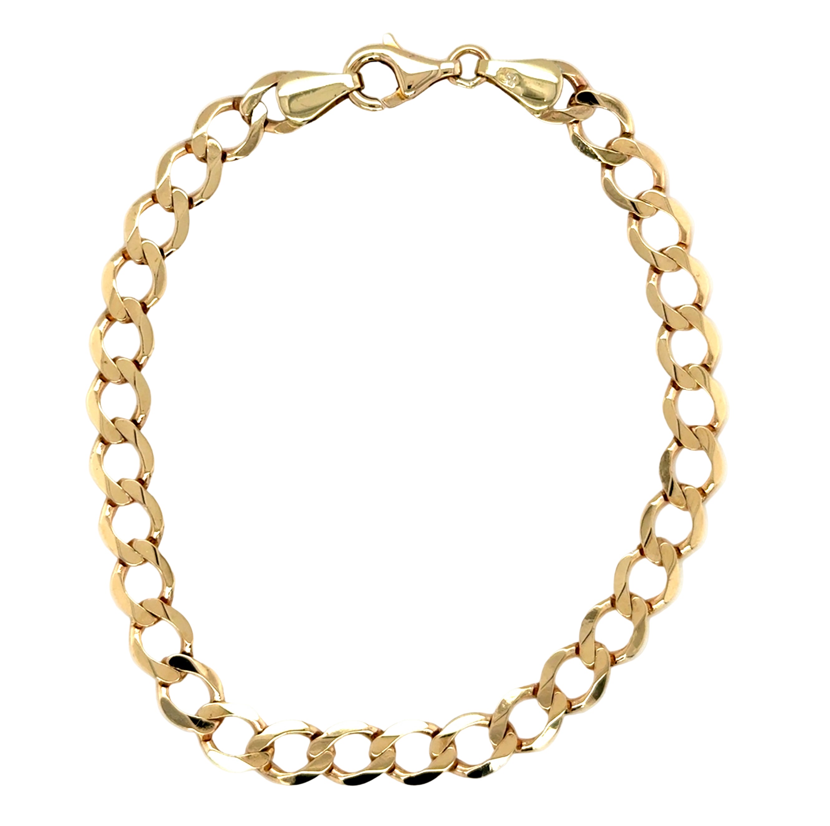 9ct Yellow Gold 7.5 Inch Curb Link Bracelet - 5.27g