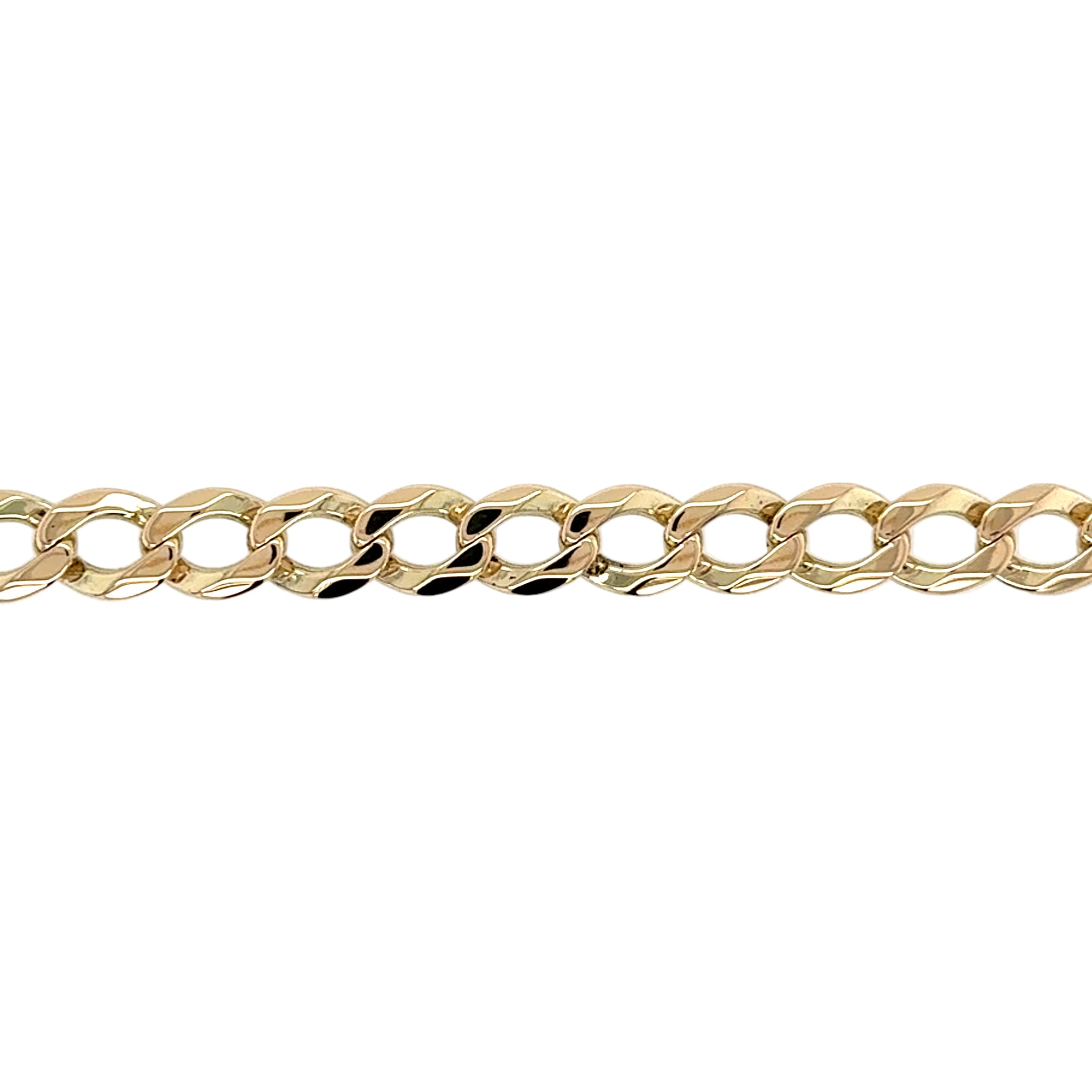 9ct Yellow Gold 9.5 Inch Curb Link Bracelet - 13.76g