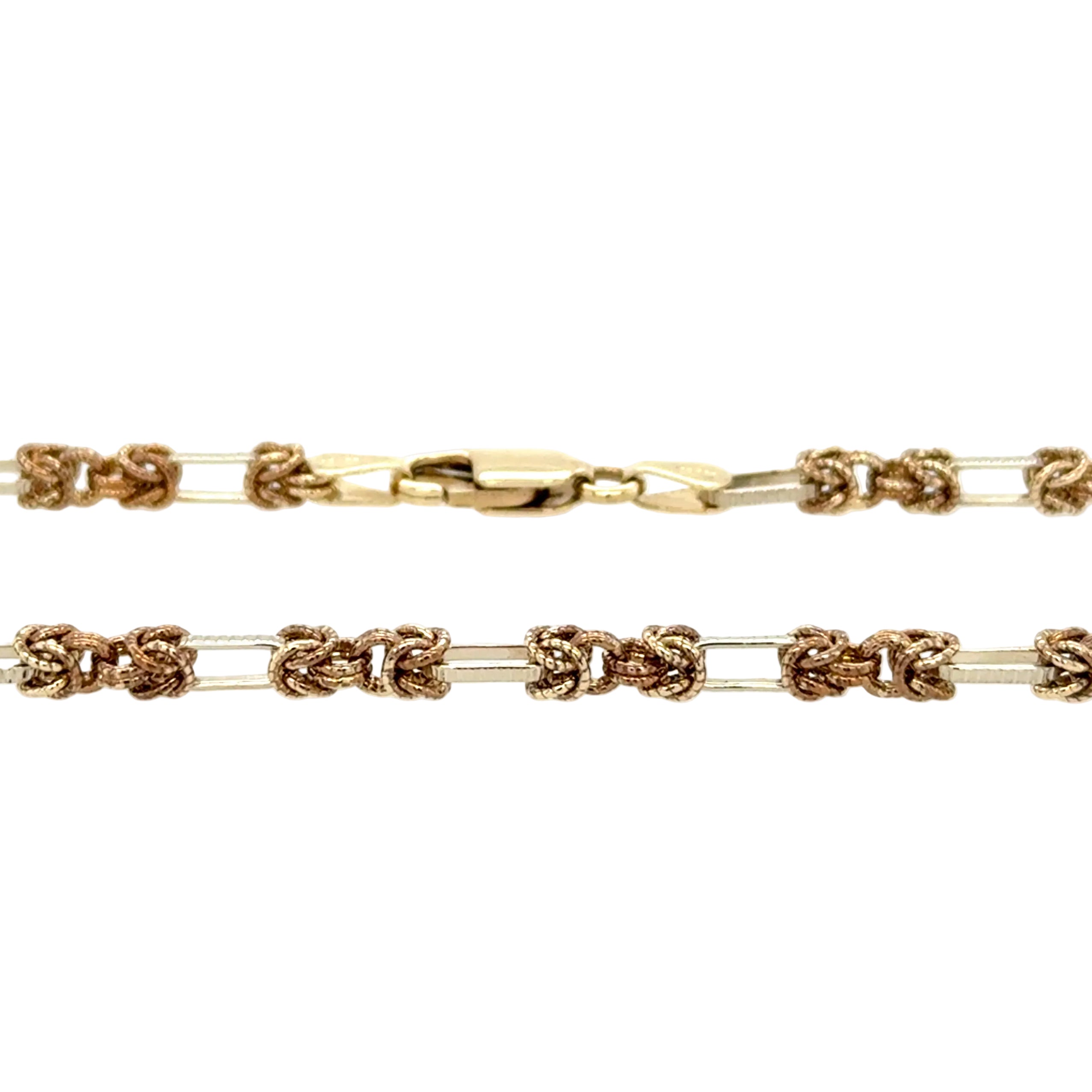 9ct Yellow & White Gold 18 Inch Fancy Link Chain Necklace - 14.50g