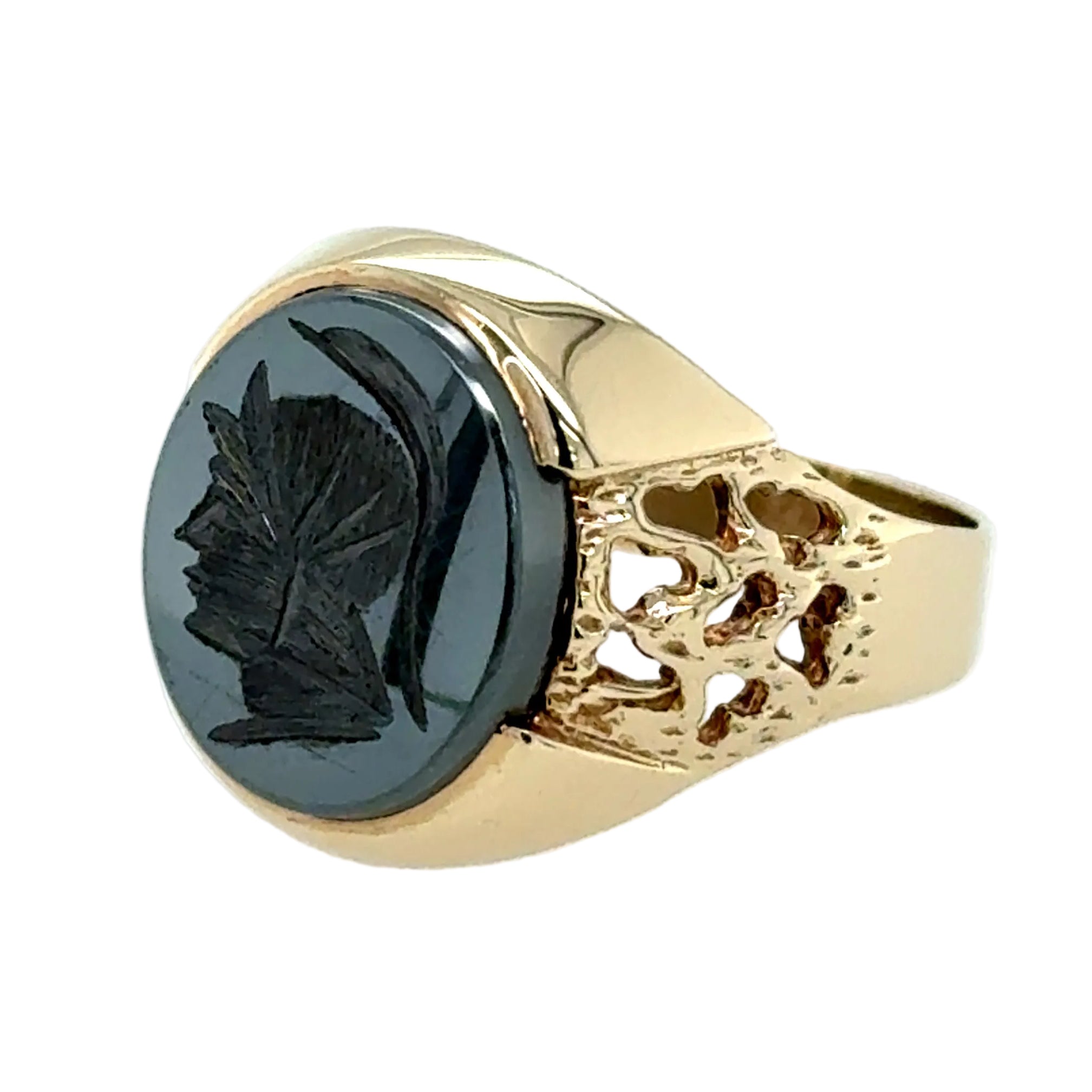 9ct Yellow Gold Oval Hematite Centurion Signet Ring Size S