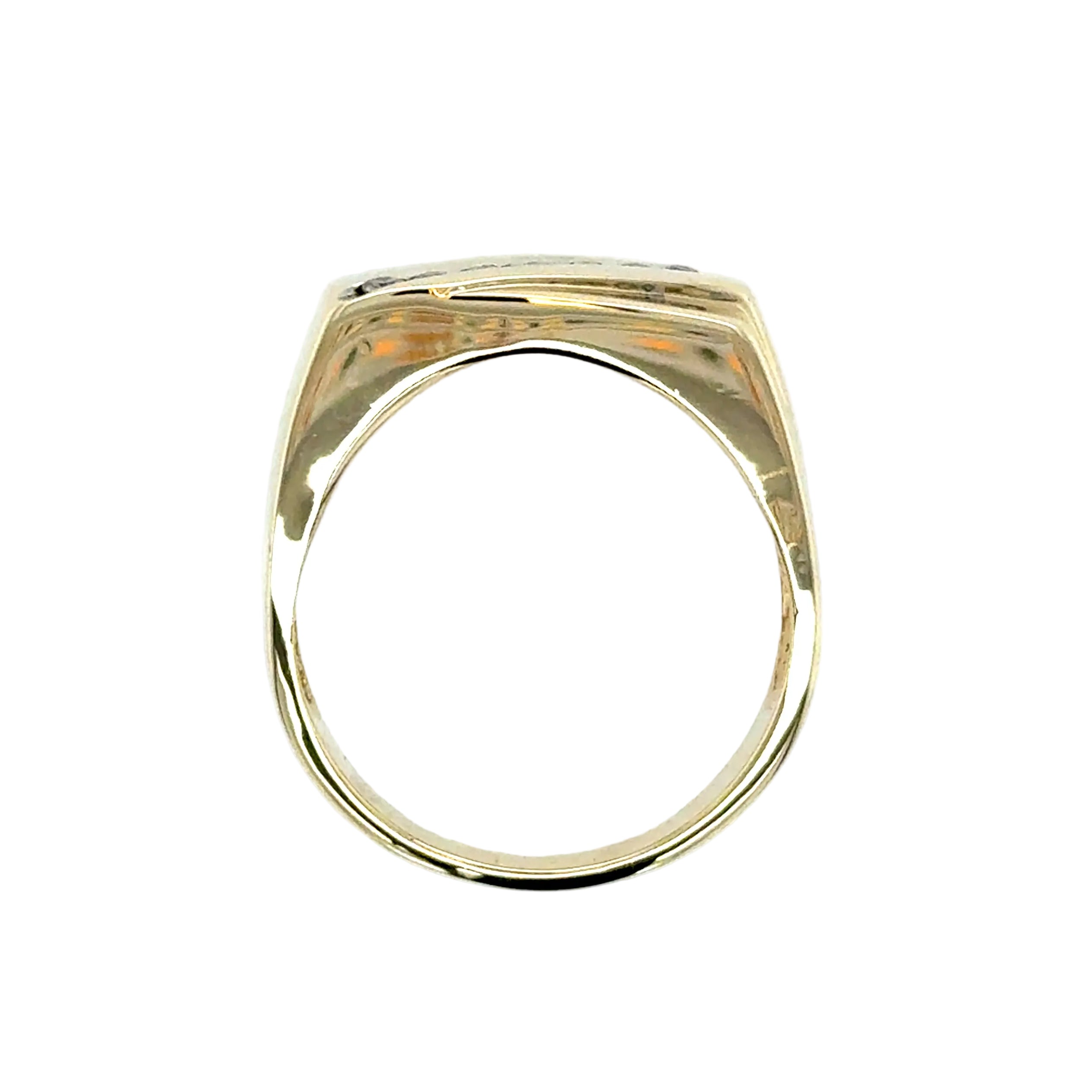 9ct Yellow Gold Rectangular 0.15ct Diamond Signet Ring Size R