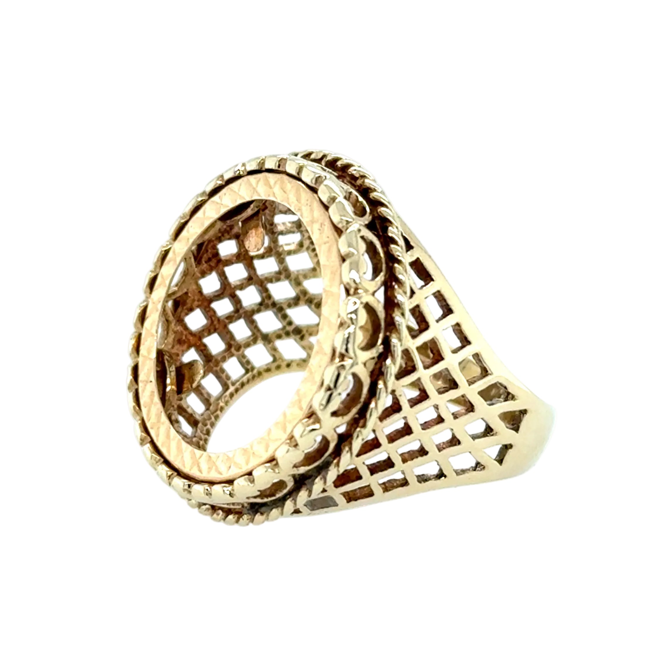 9ct Yellow Gold Lattice Half Sovereign Ring Mount Size Q 1/2