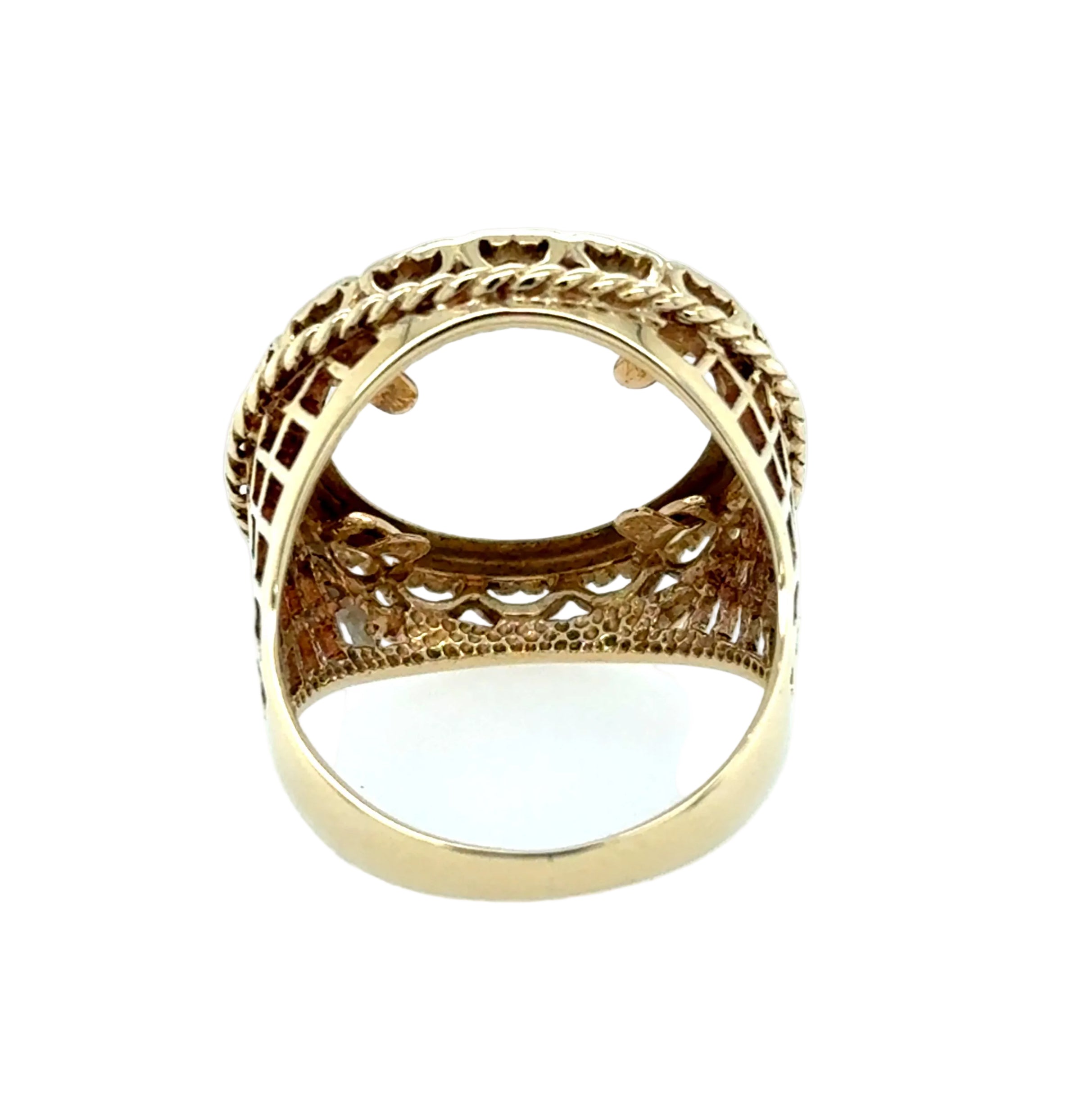 9ct Yellow Gold Lattice Half Sovereign Ring Mount Size Q 1/2