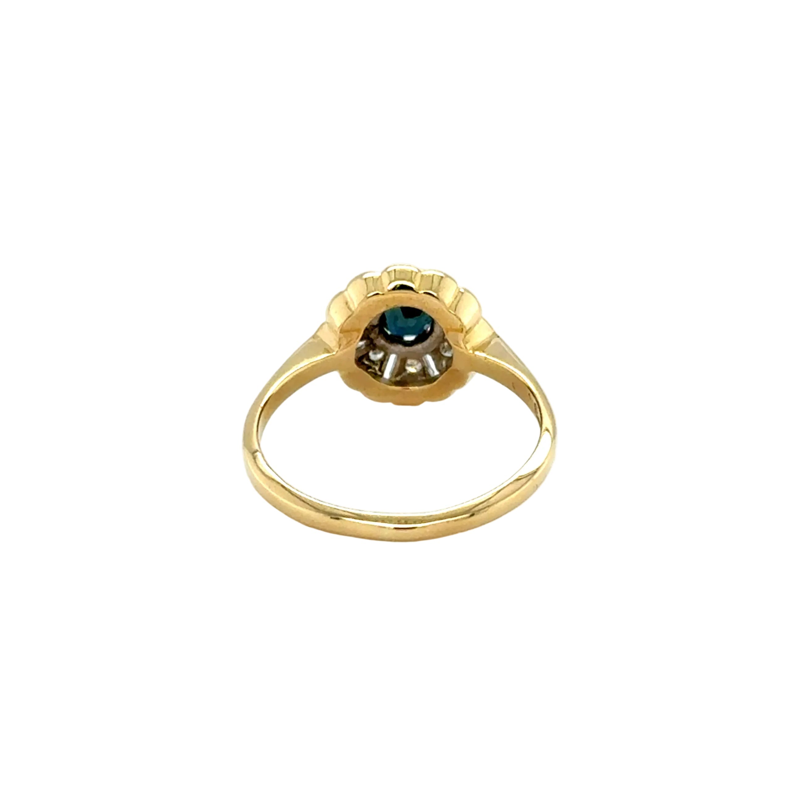 Vintage 18ct Yellow Gold Sapphire & Diamond Cluster Ring Birmingham 1968
