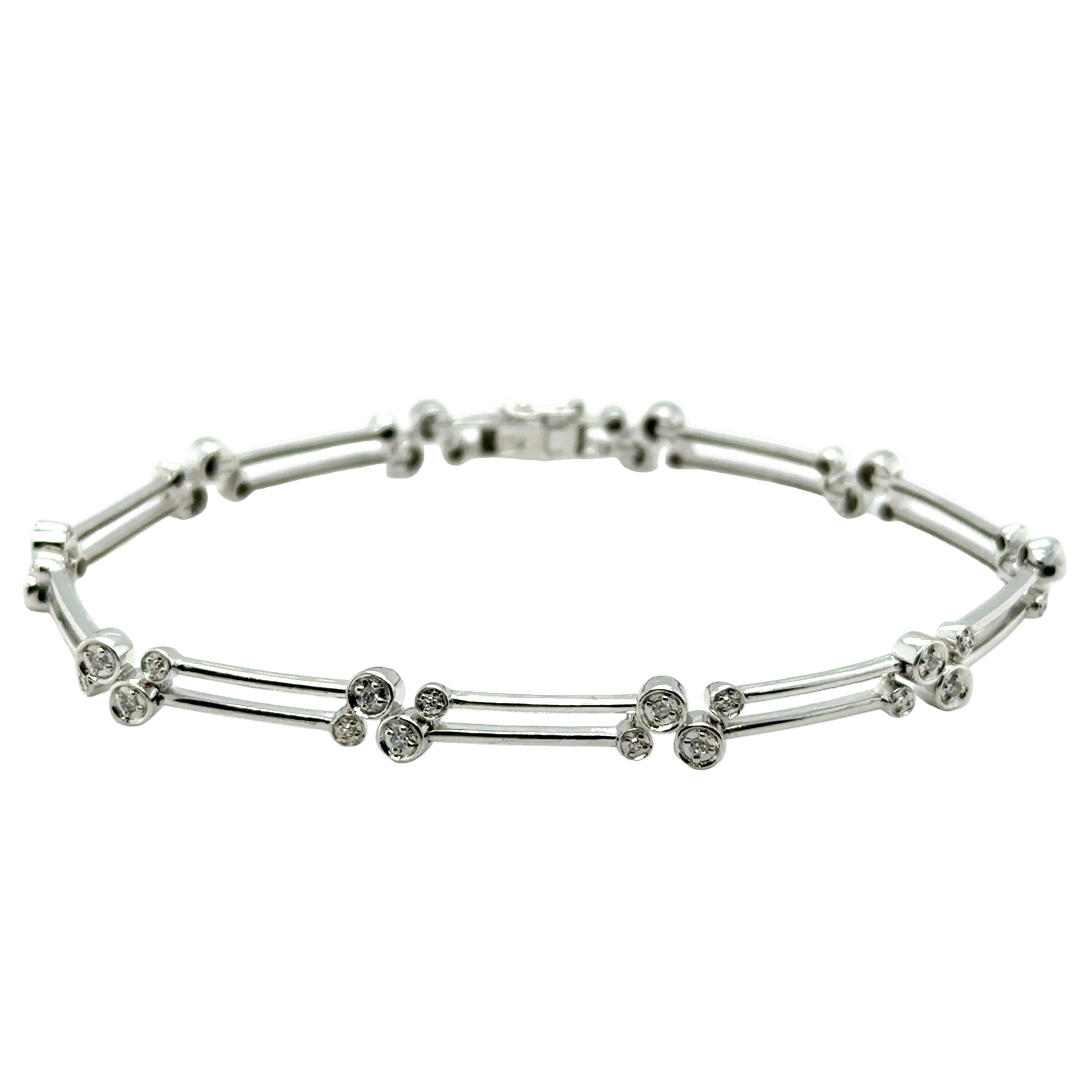 9ct White Gold 7.5 Inch Diamond Bubble Bracelet - 8.30g