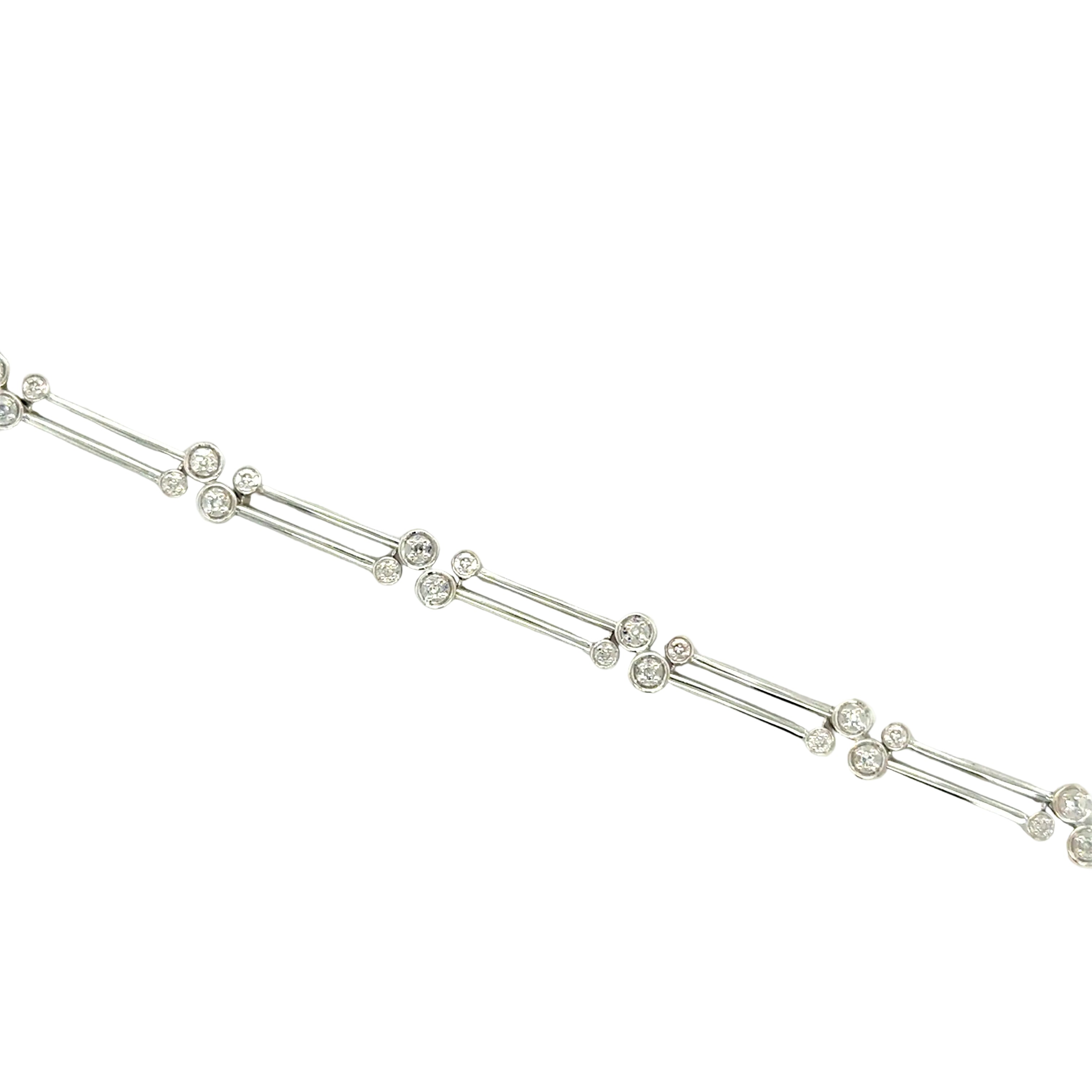 9ct White Gold 7.5 Inch Diamond Bubble Bracelet - 8.30g