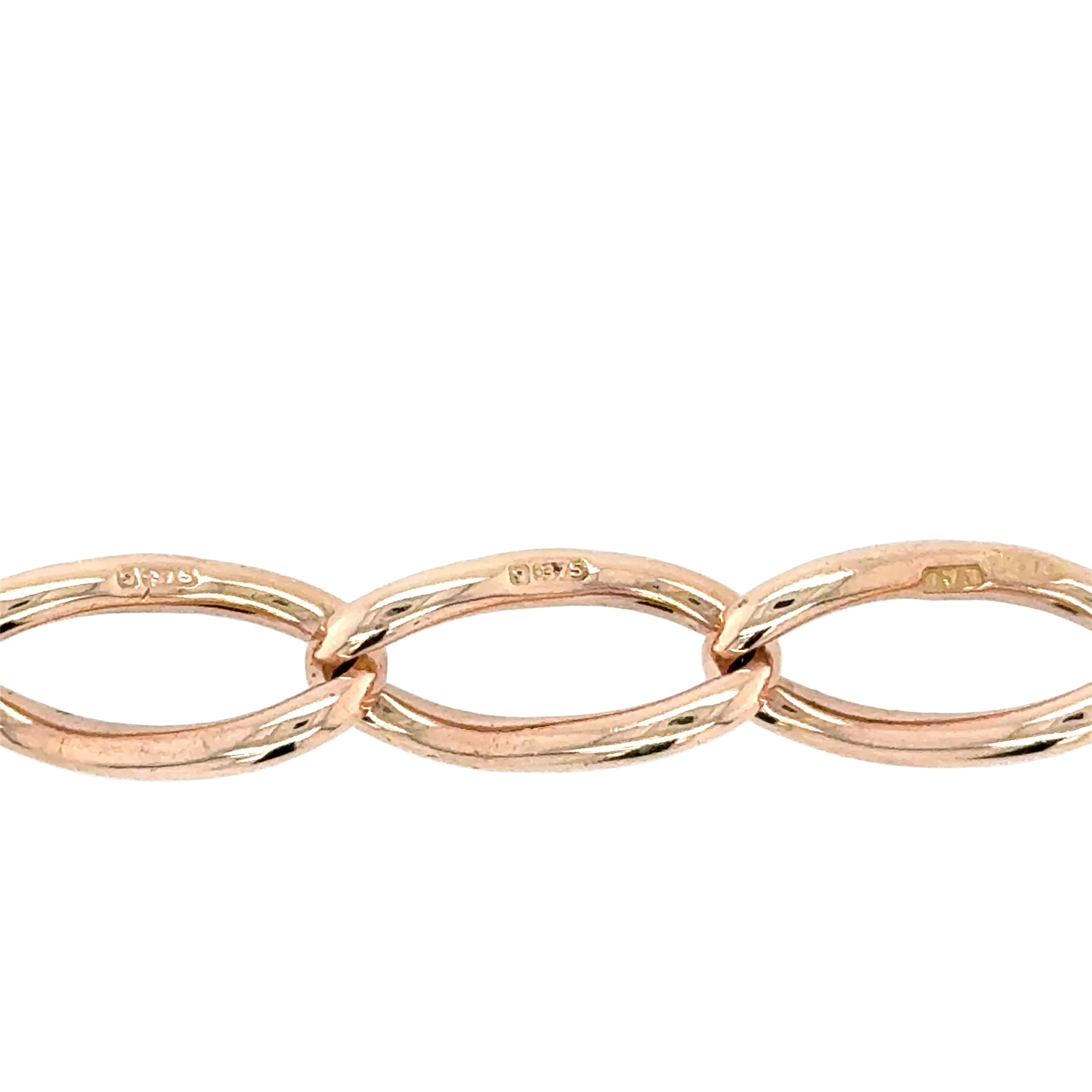 Antique 9ct Rose Gold 8 Inch Albert Link Bracelet - 18.10g