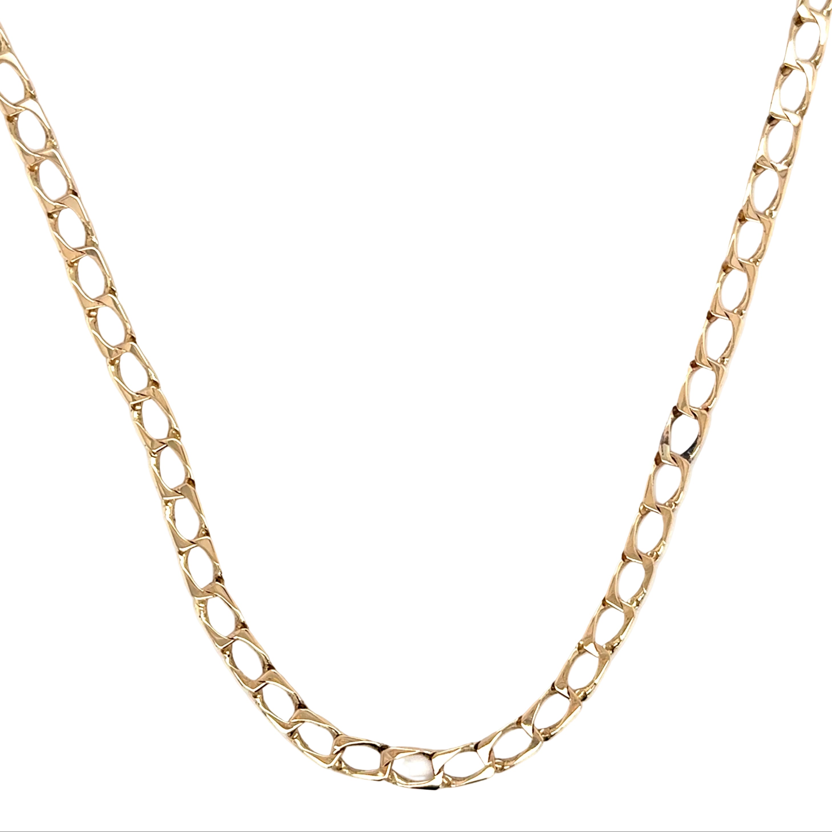 9ct Yellow Gold 20 Inch Square Curb Link Chain - 13.65g