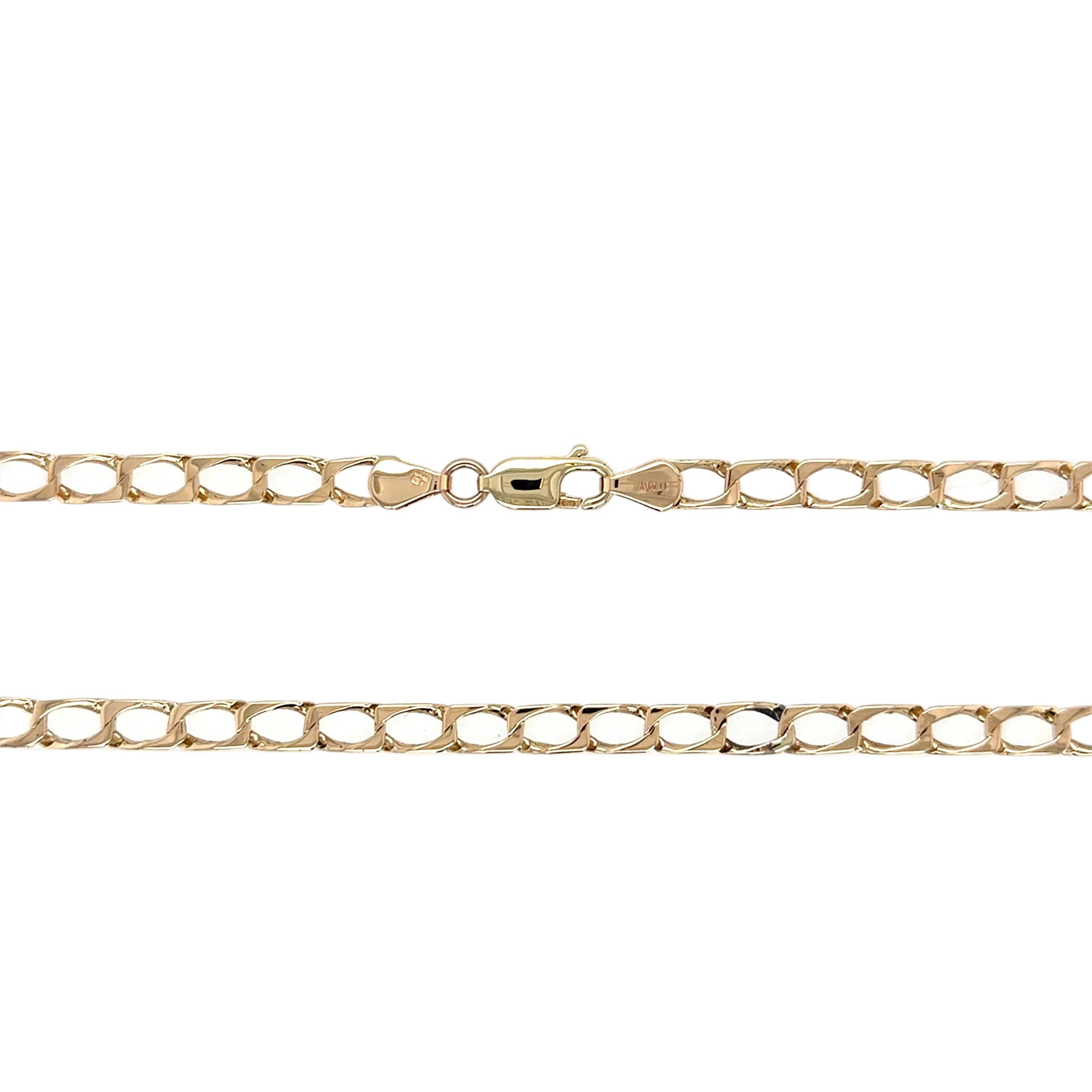 9ct Yellow Gold 20 Inch Square Curb Link Chain - 13.65g
