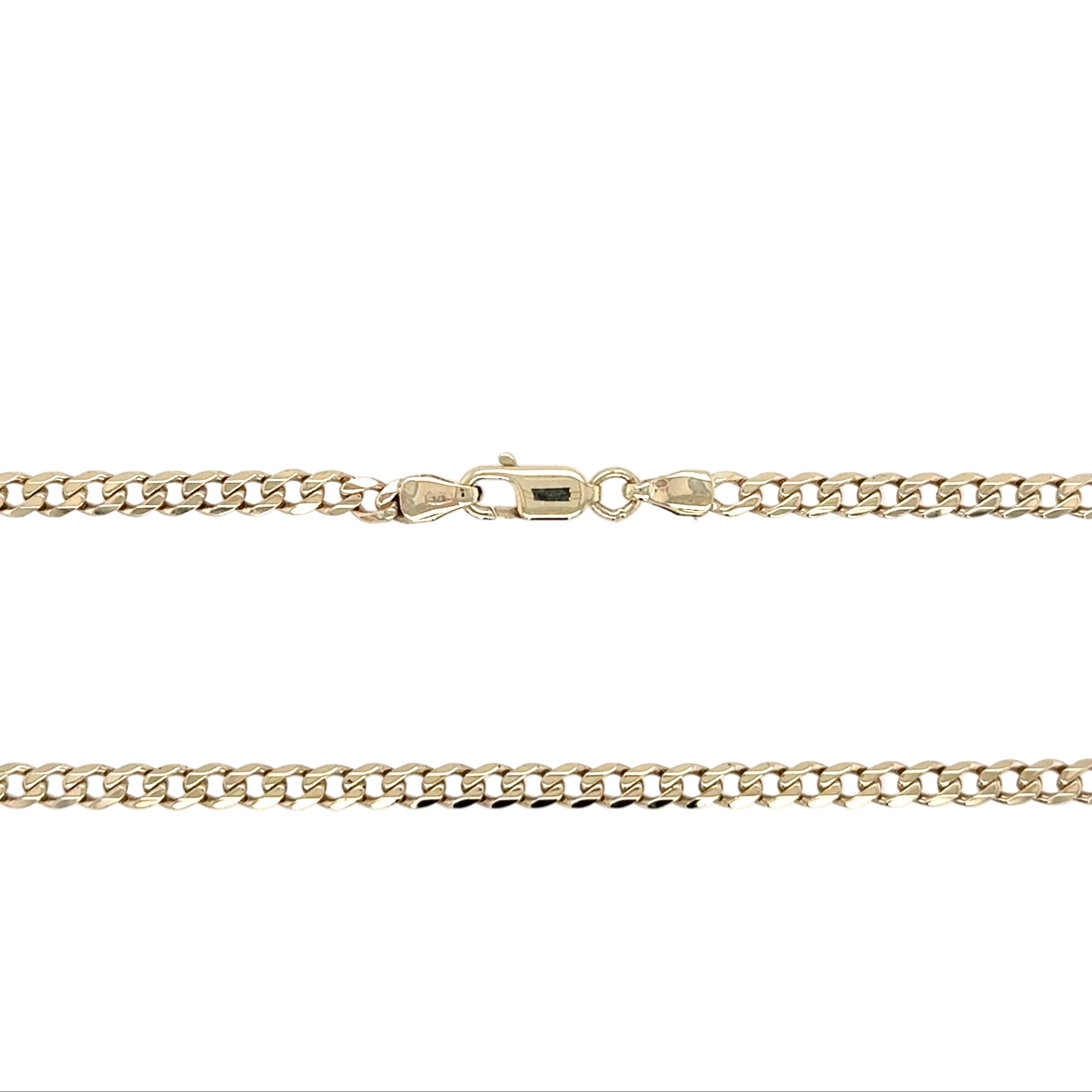 Gold chain bracelet on a white background