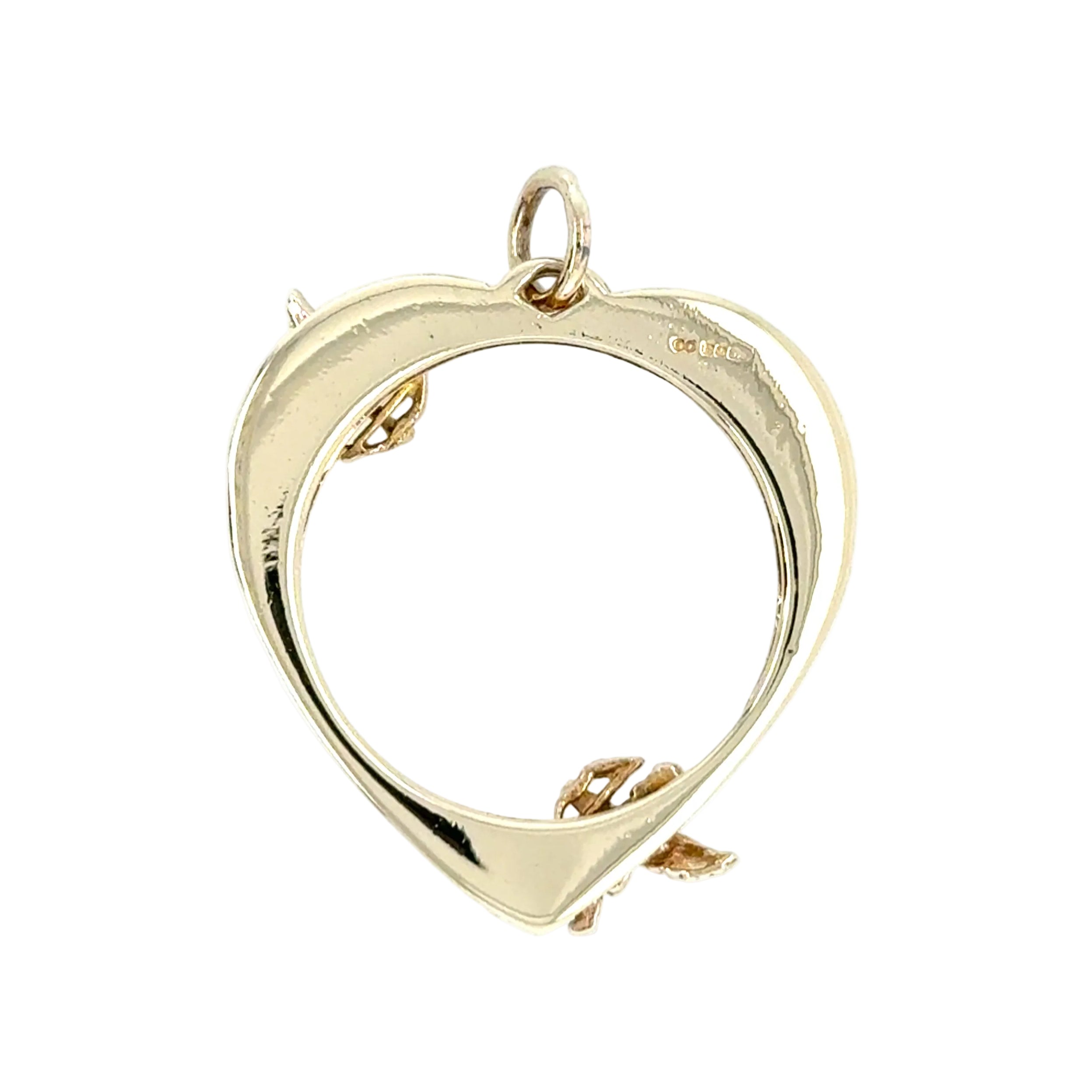 9ct Yellow Gold Heart Shaped Cherub Full Sovereign Pendant Mount