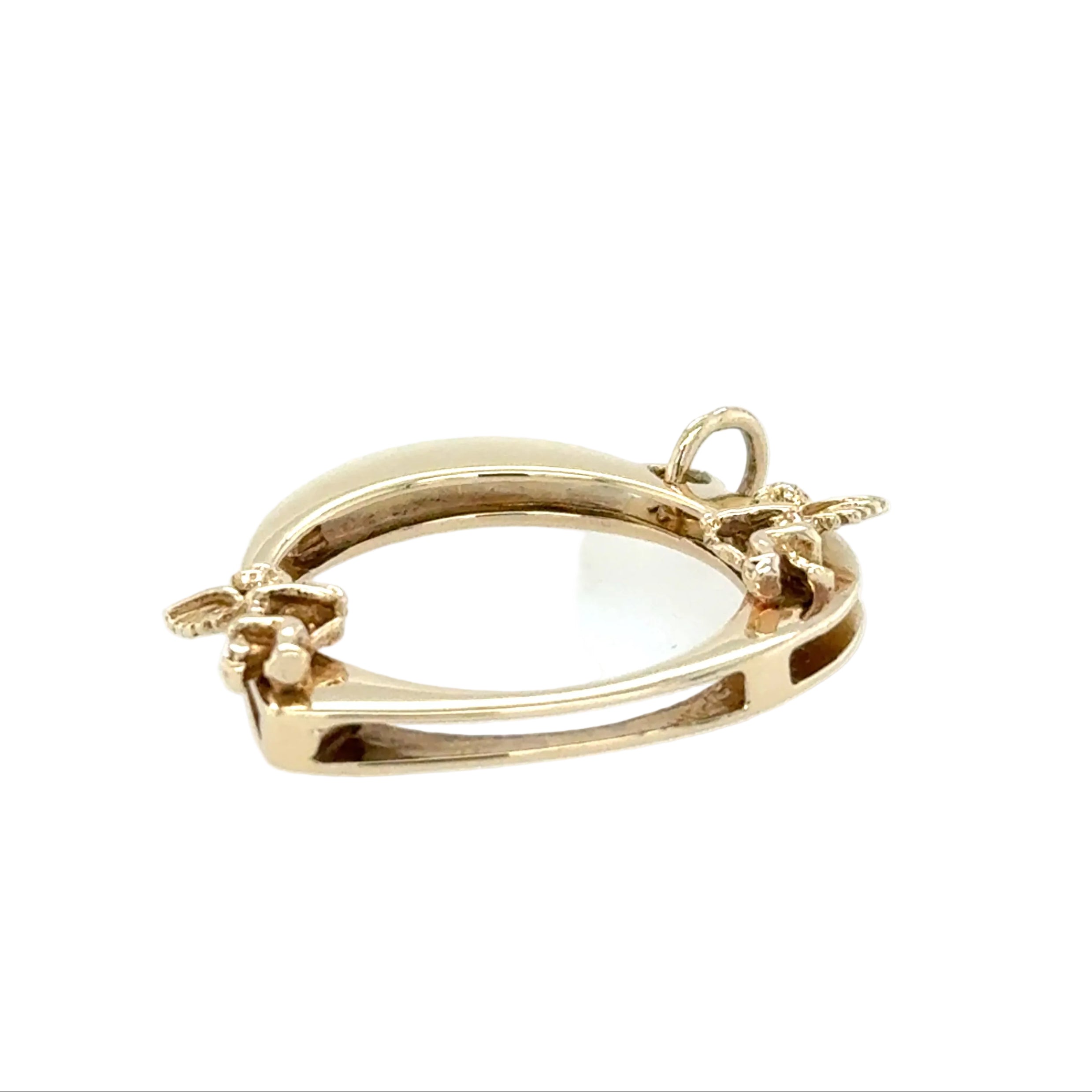 9ct Yellow Gold Heart Shaped Cherub Full Sovereign Pendant Mount